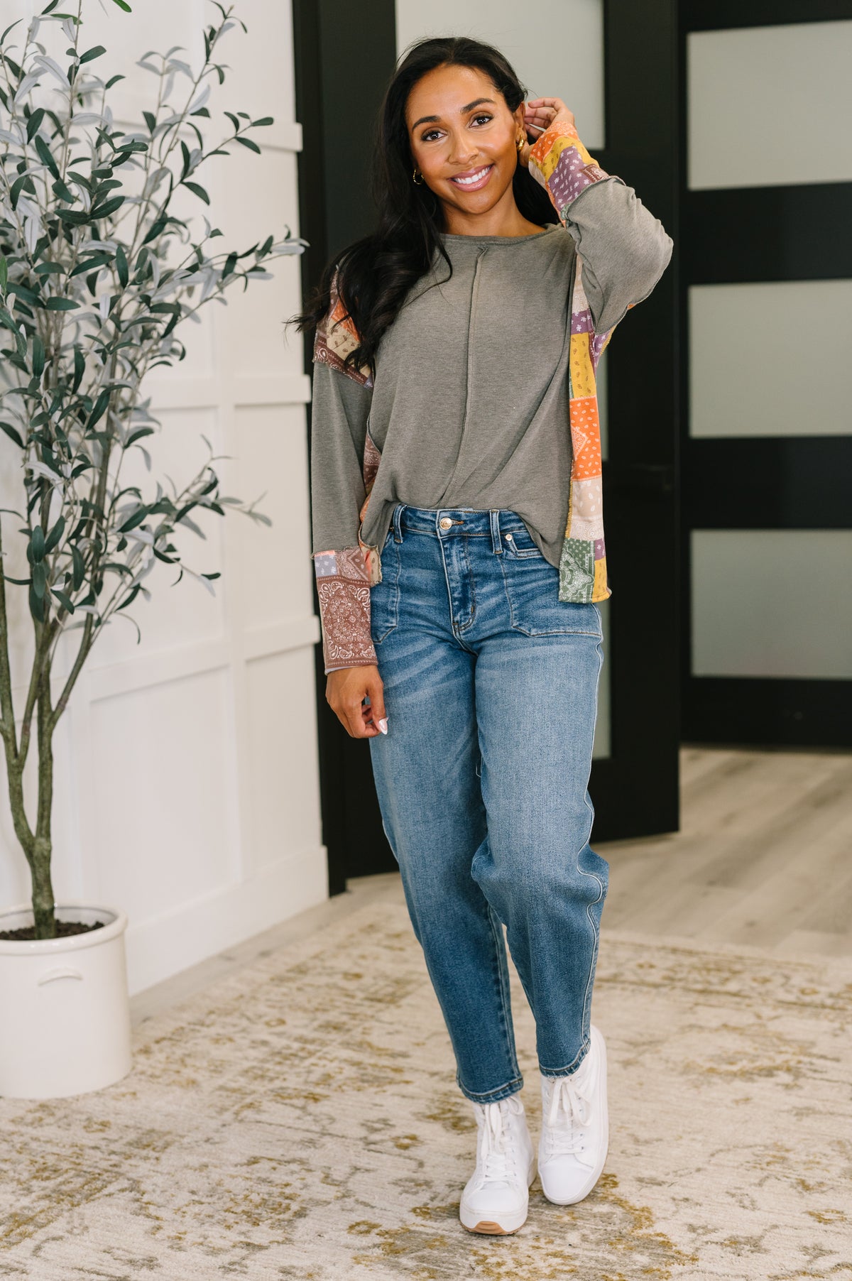 Sweet as Pie Color Block Relaxed Long Sleeve - 10/14/2025