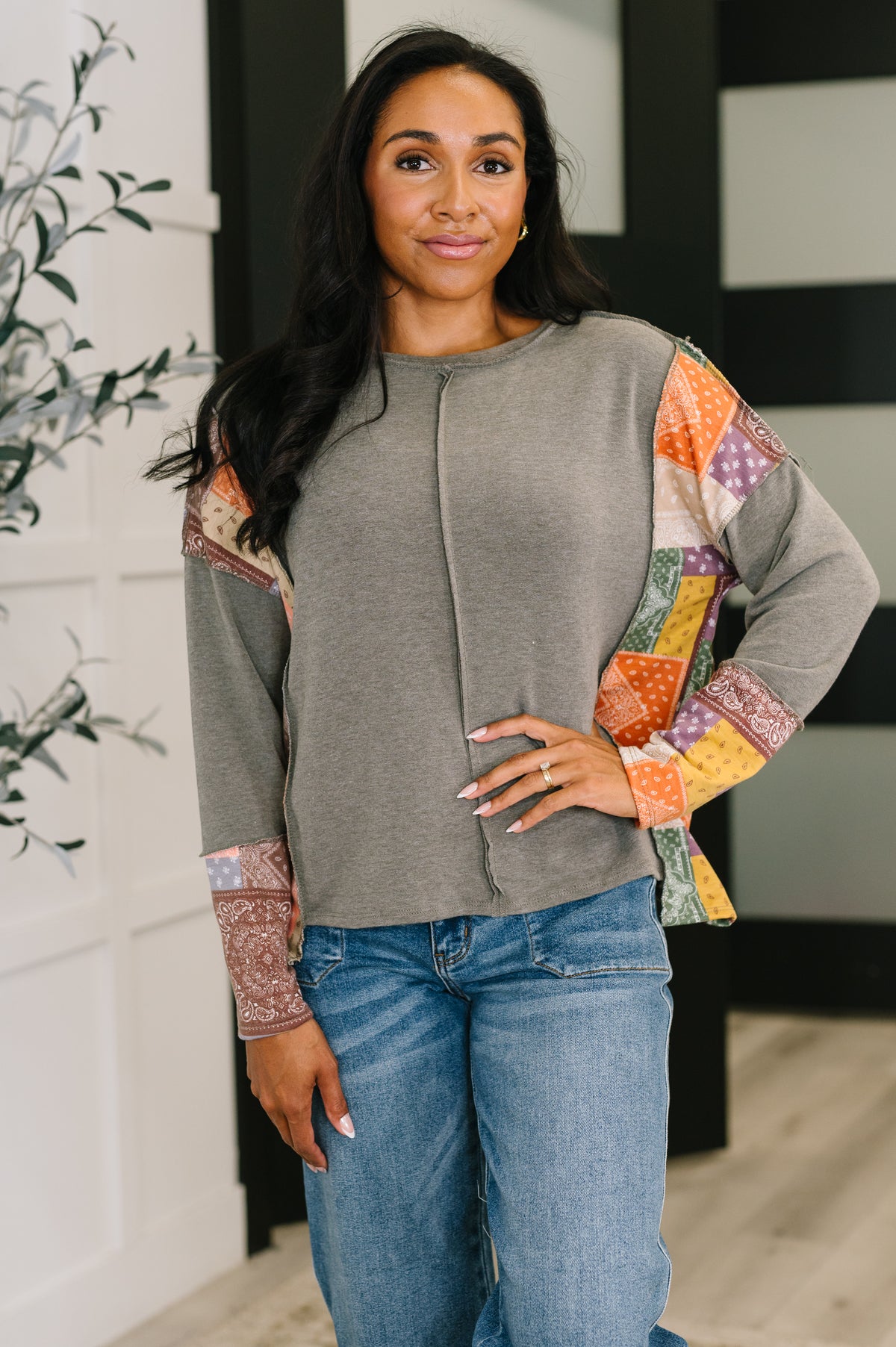 Sweet as Pie Color Block Relaxed Long Sleeve - 10/14/2025