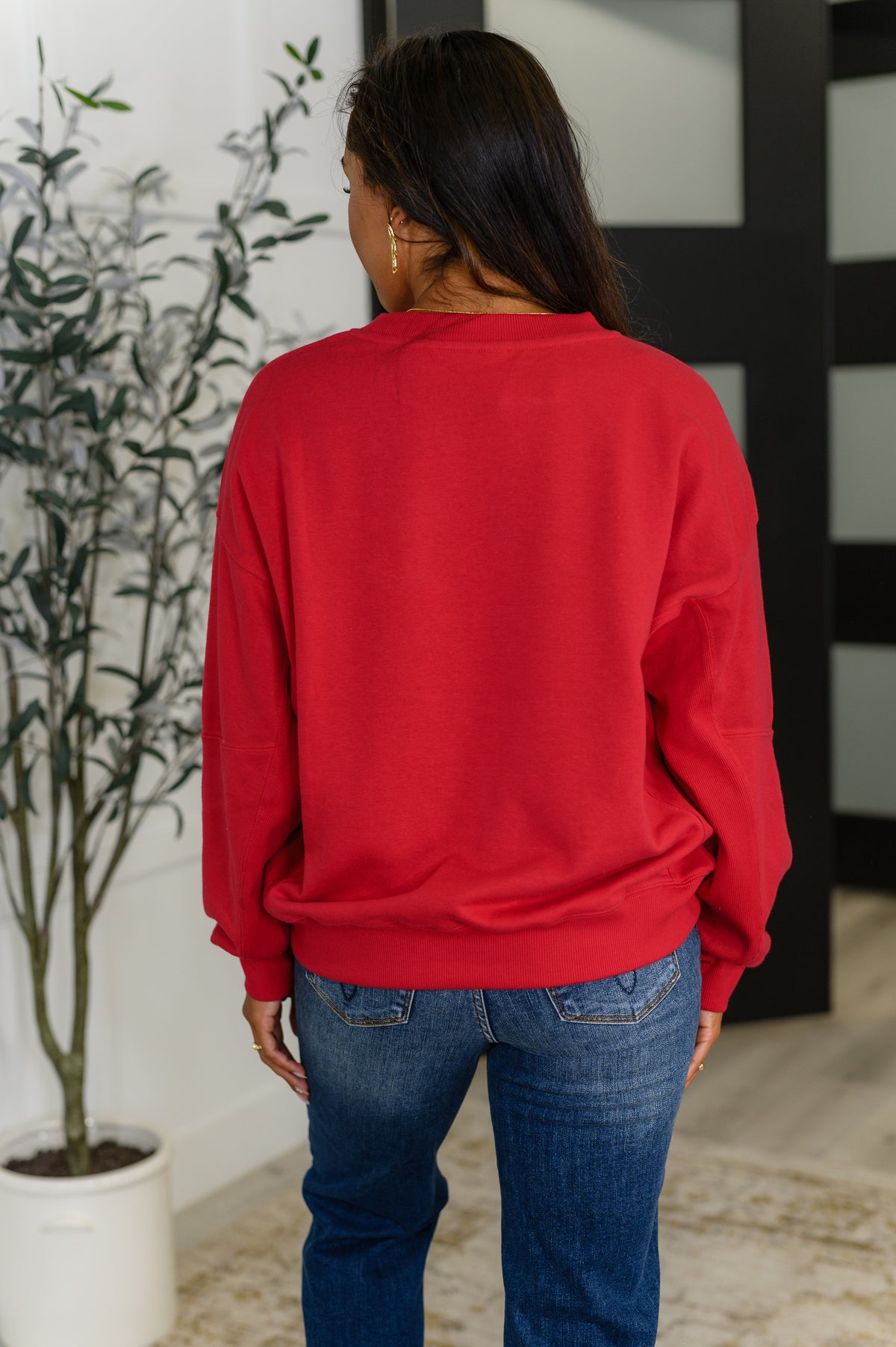 Sweet with a Side Eye Drop Shoulder Pullover in True Red - 8/8/2025 NEW