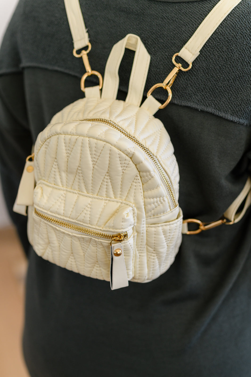 Take It With You Quilted Mini Backpack in Cream - 9/18/2023