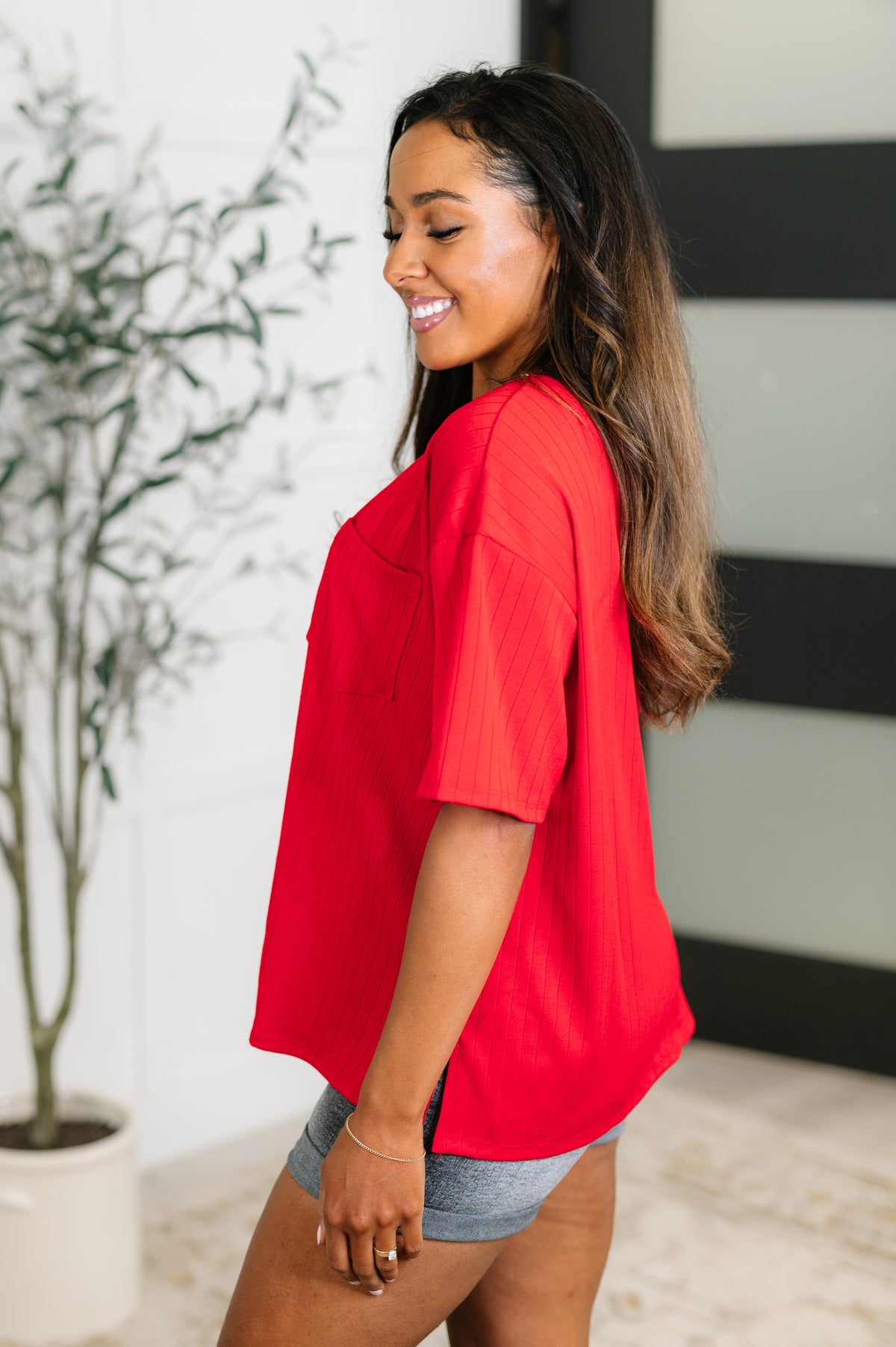 Take It Easy Slouchy Tee in Red - 5/20/2025