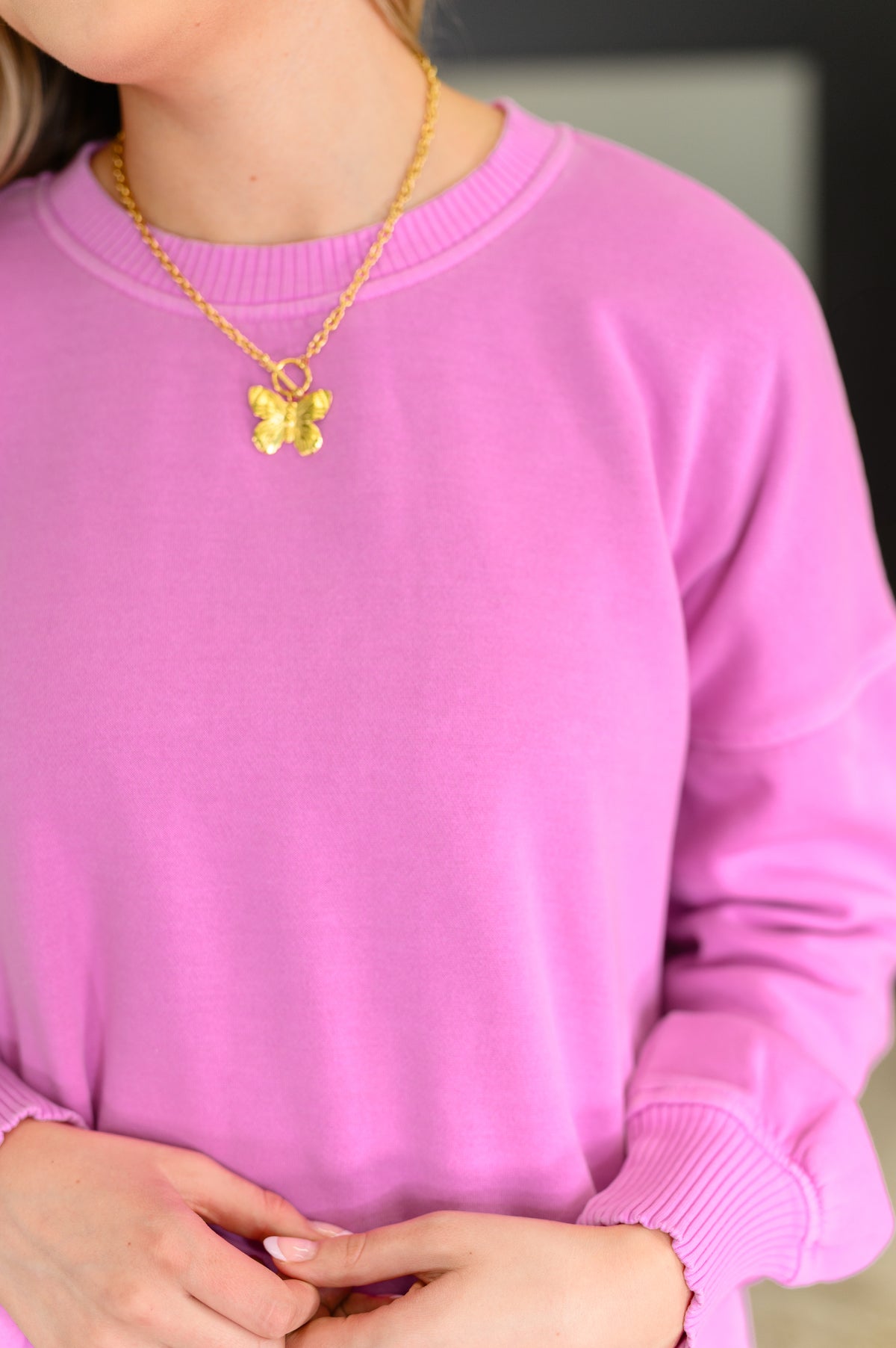 Talk Cozy to Me Stepped Hem Pullover in Bright Mauve - 8/27/2025