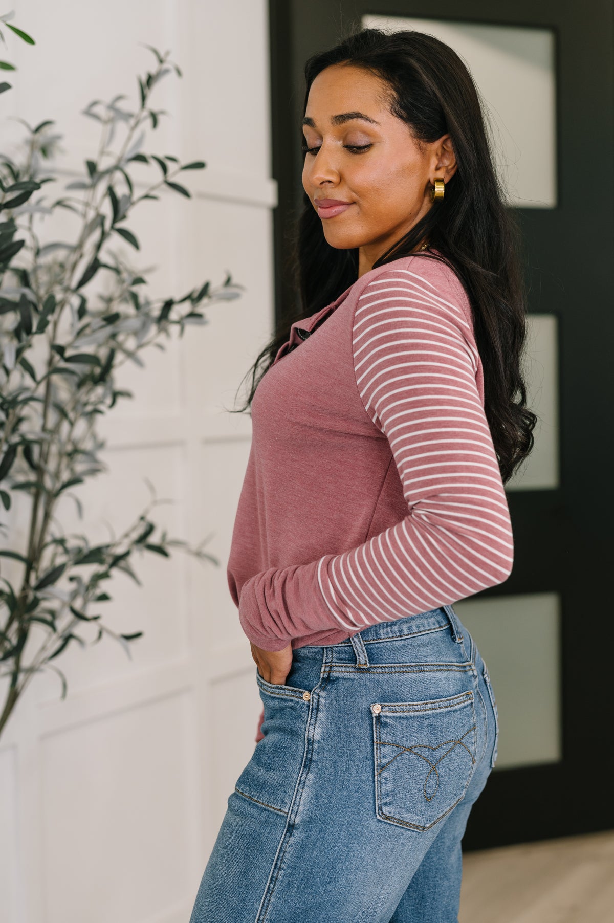 Talk to Me Long Sleeve Henley in Vintage Marsala - 10/21/2025