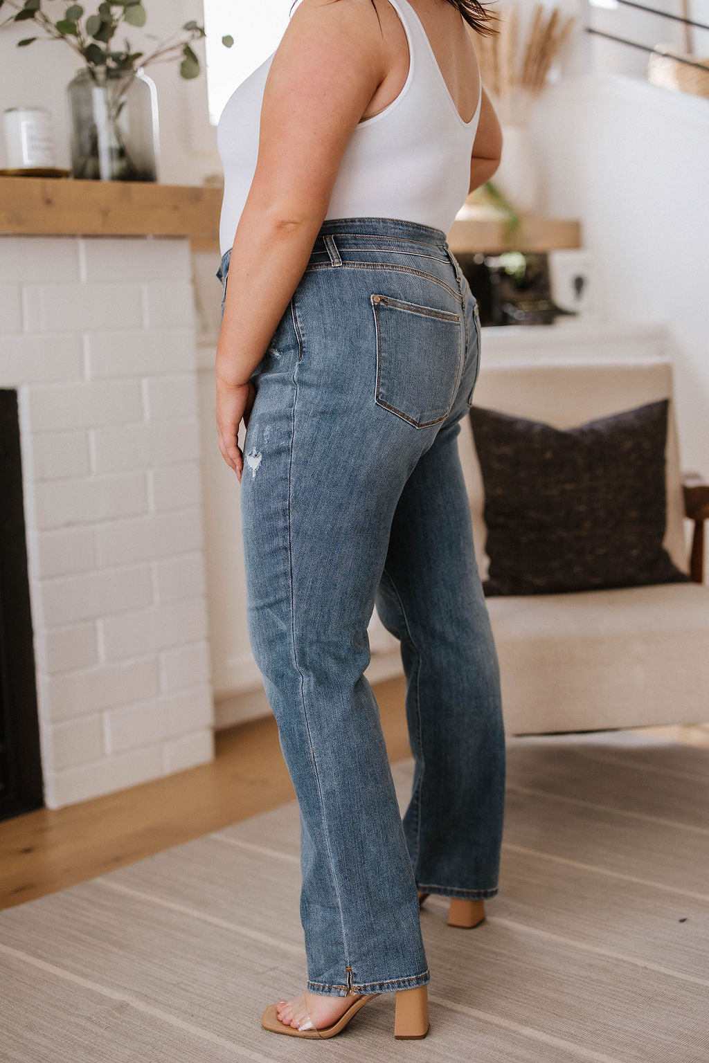 Tandy High Waist Slit Hem Straight Jeans - 5/23/2023