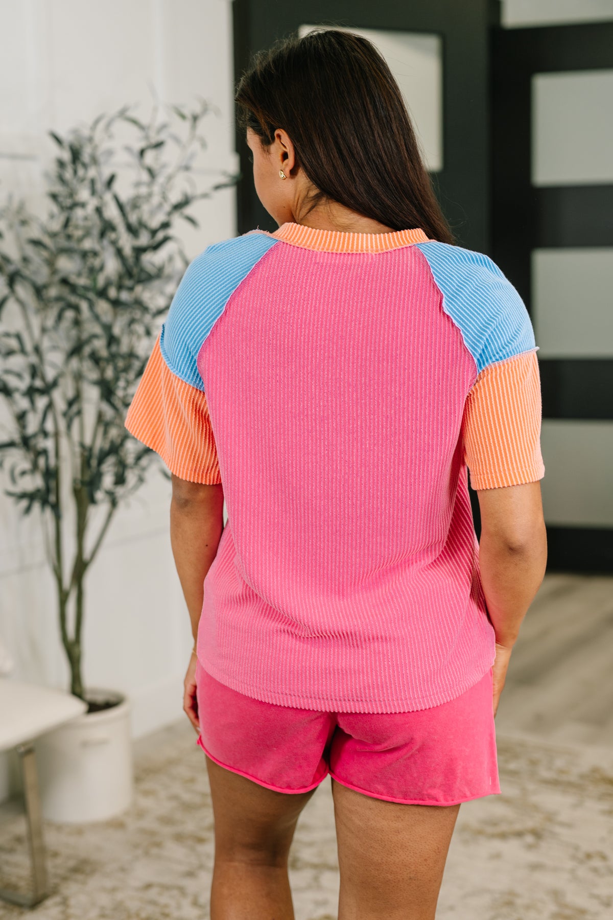 Textured Tones Color Block Top - 6/23/2026
