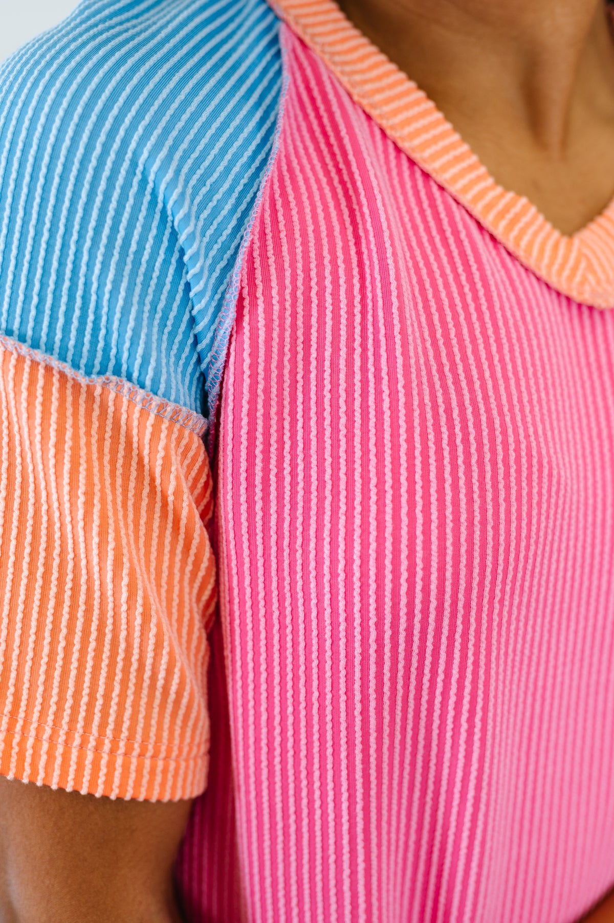 Textured Tones Color Block Top - 6/23/2026