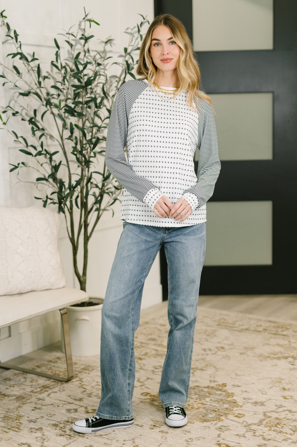 That's What I Like Raglan Patchwork Long Sleeve Top - 3/10/2026