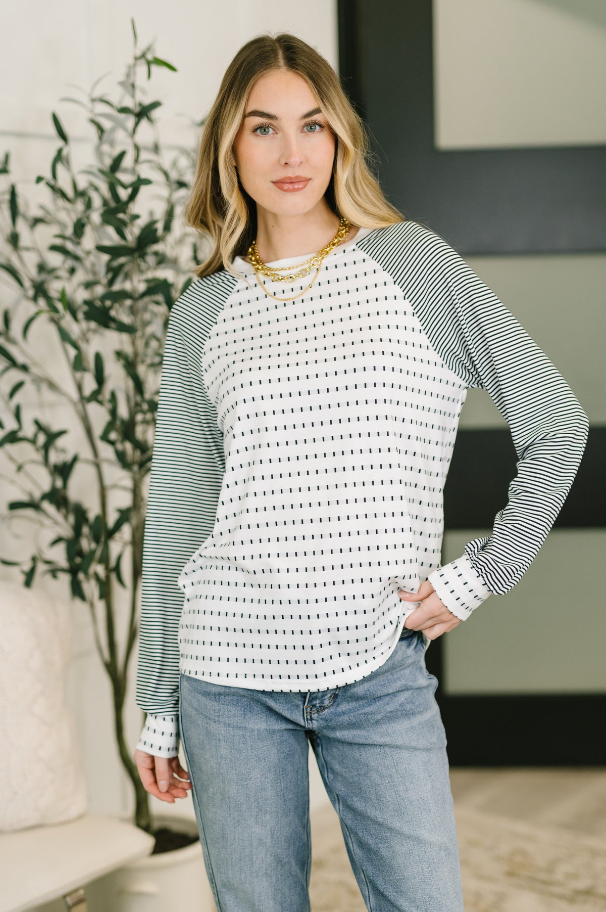 That's What I Like Raglan Patchwork Long Sleeve Top - 3/10/2026