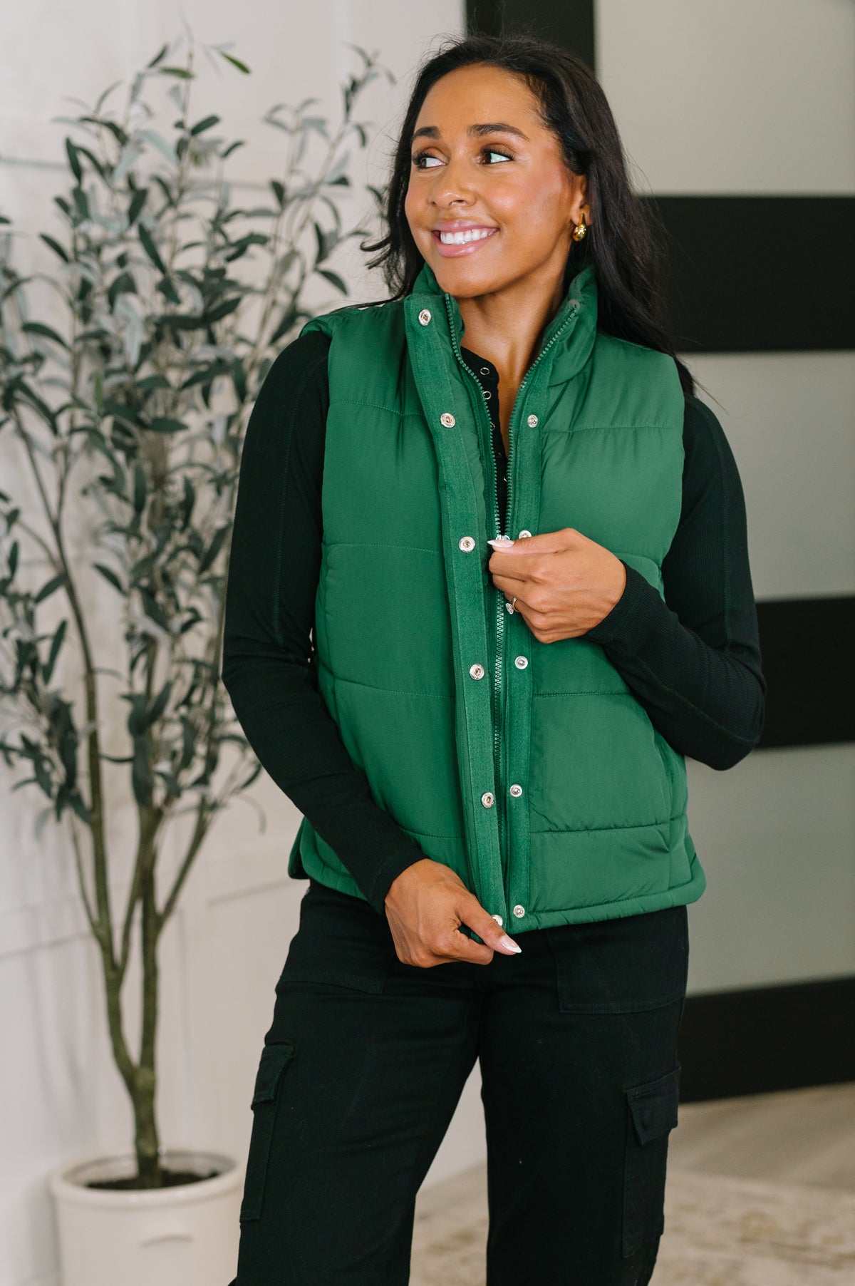 That's What I'm Talkin' About Puffer Vest in Hunter Green - 10/15/2025