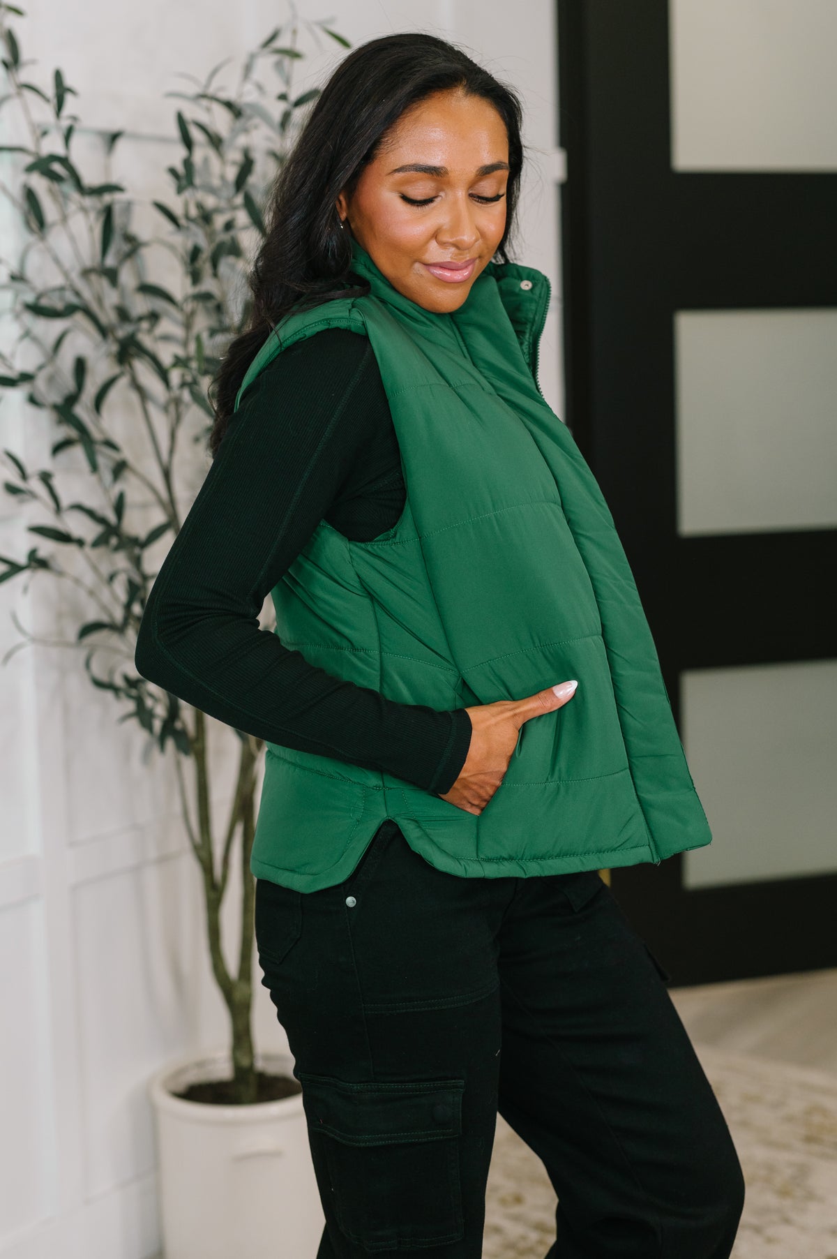 That's What I'm Talkin' About Puffer Vest in Hunter Green - 10/15/2025