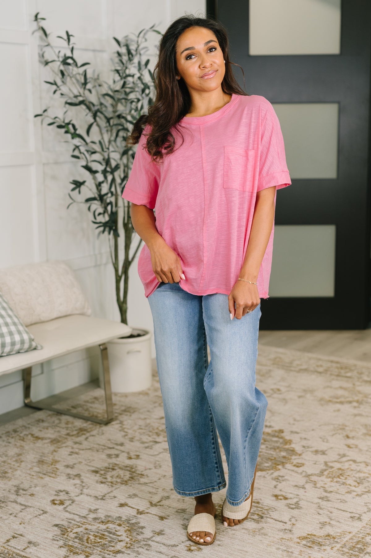 The Layback Relaxed Basic Tee in Pink - 7/24/2026