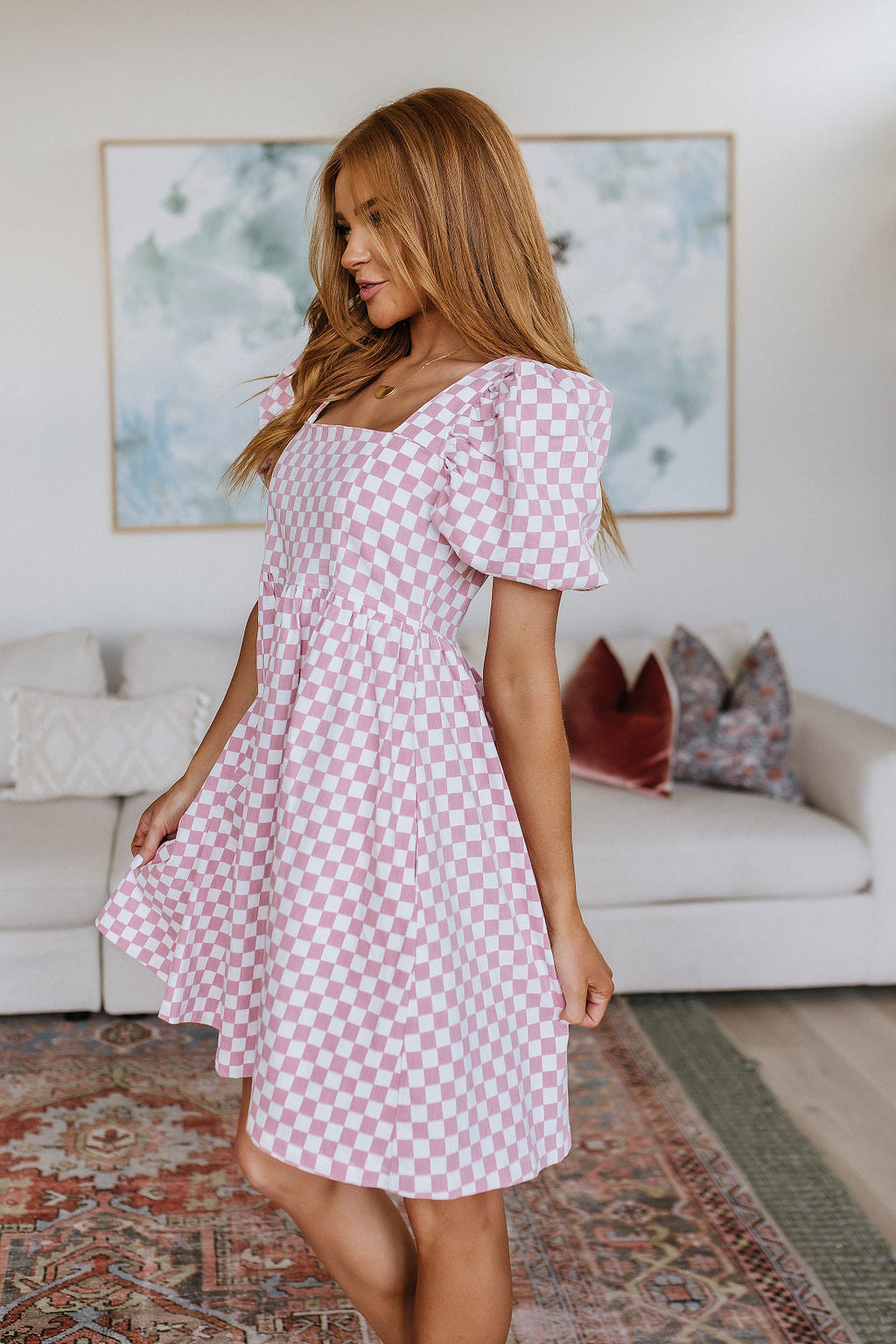 The Moment Checkered Babydoll Dress - 6/13/2023