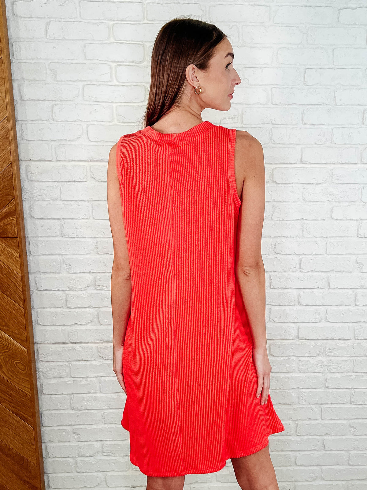 The Power I Hold V-Neck Ribbed Knit Dress in Summer Coral - 3/14/2025