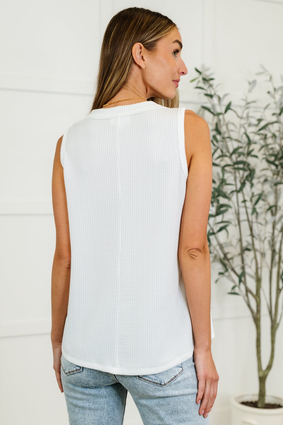 Thread Lightly Ribbed Knit Tank in Ivory - 5/13/2025