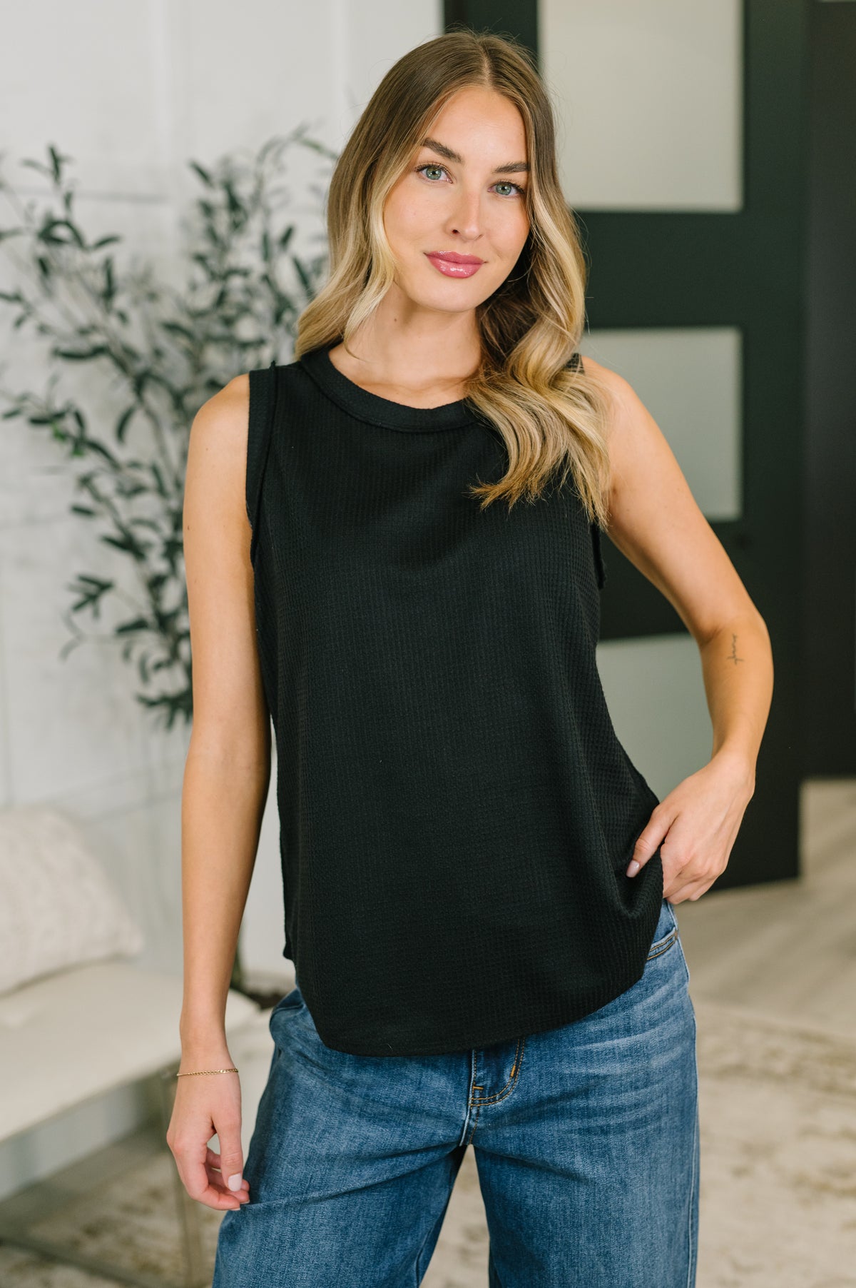 Thread Theory Round Neck Tank in Black - 6/12/2026