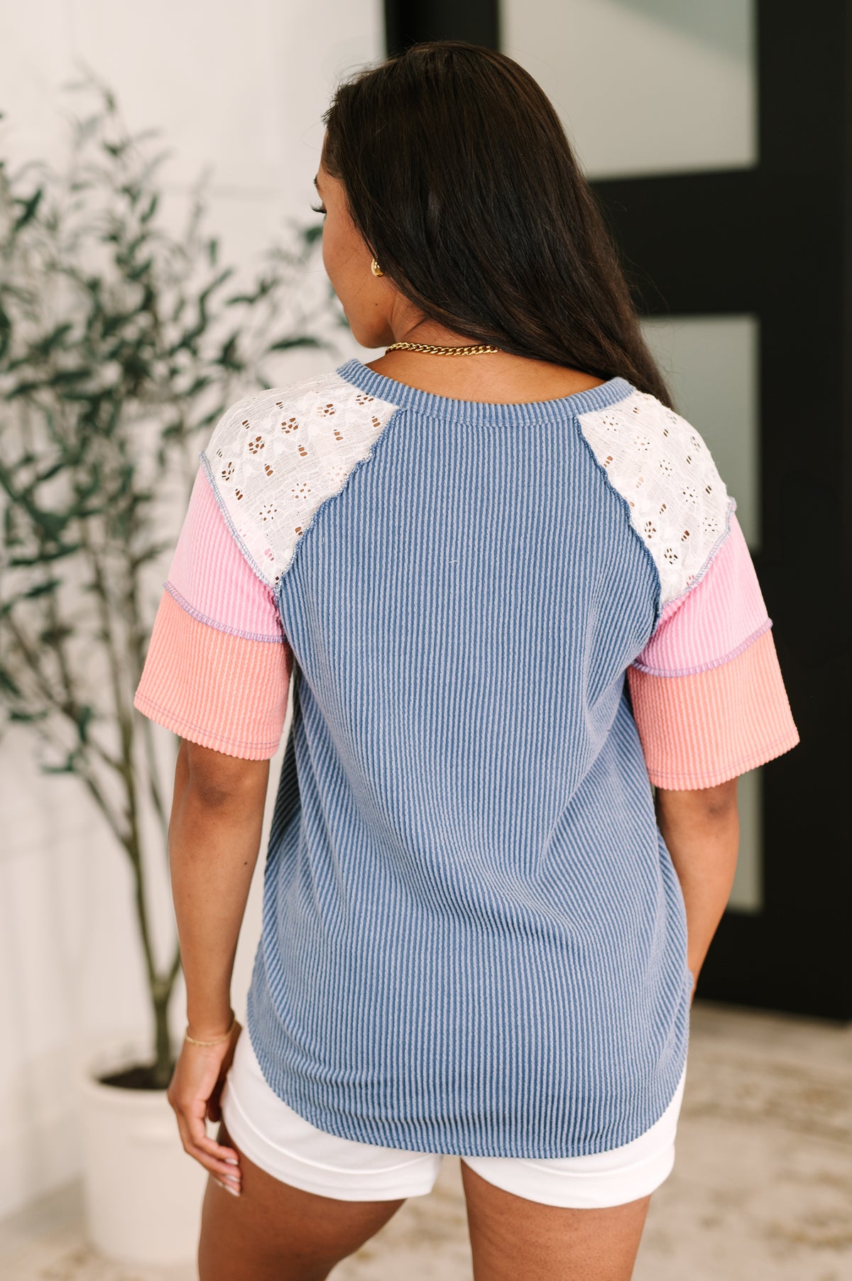 Threaded in Time Contrast Color Block Top - 6/24/2025