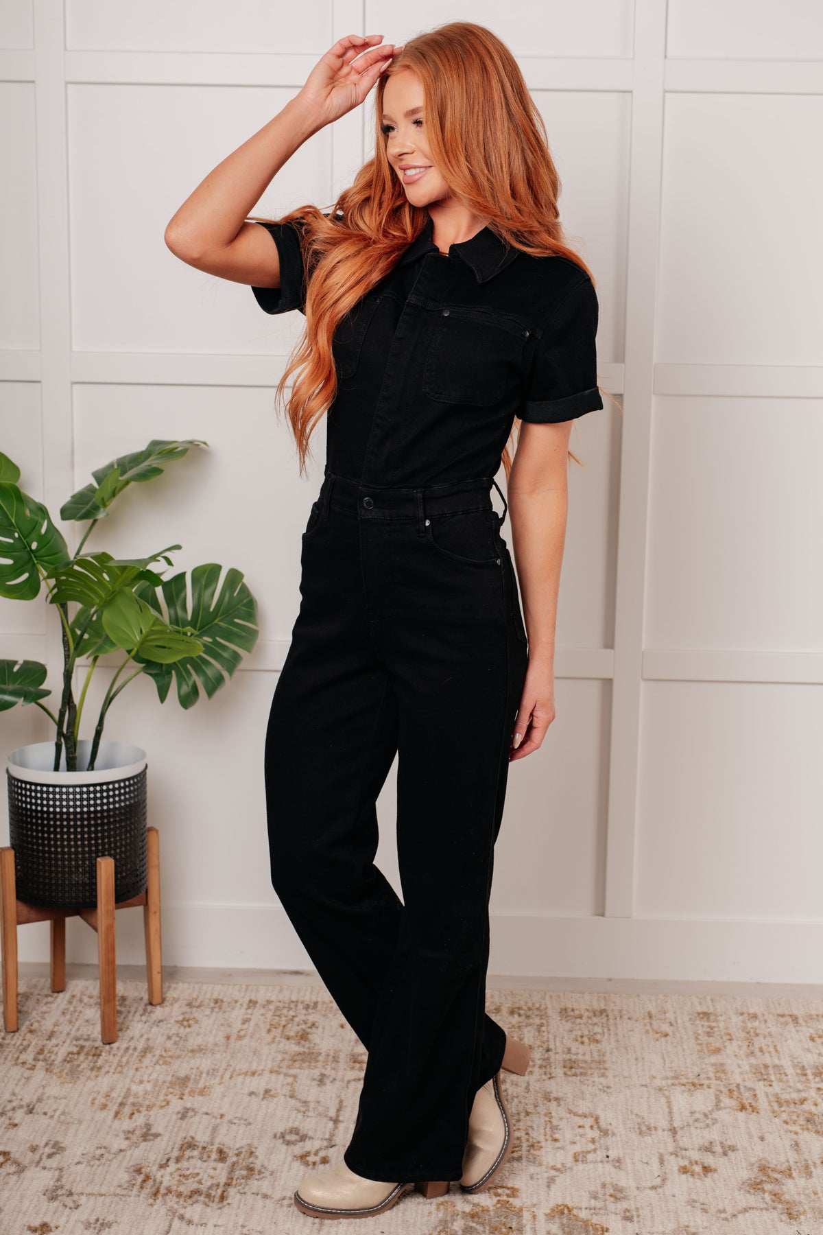 Tilda Short Sleeve Control Top Denim Jumpsuit - 10/23/2024