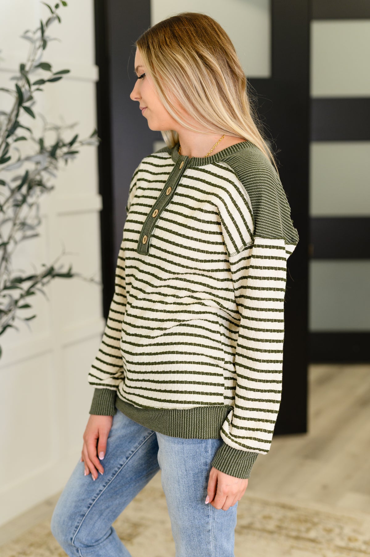 Timeless Lines Contrast Henley Top - 8/26/2025