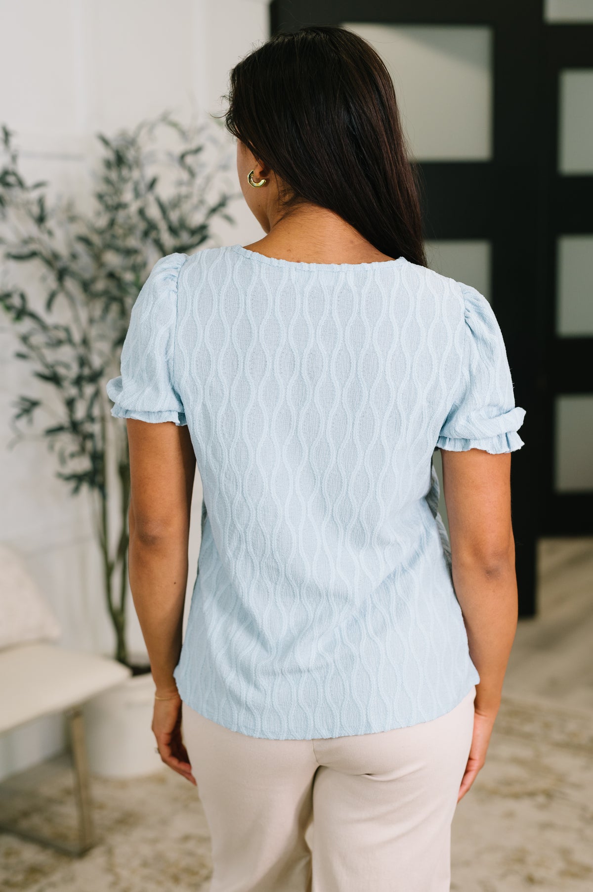 To Call My Own Textured Blouse in Powder Blue - 5/26/2026