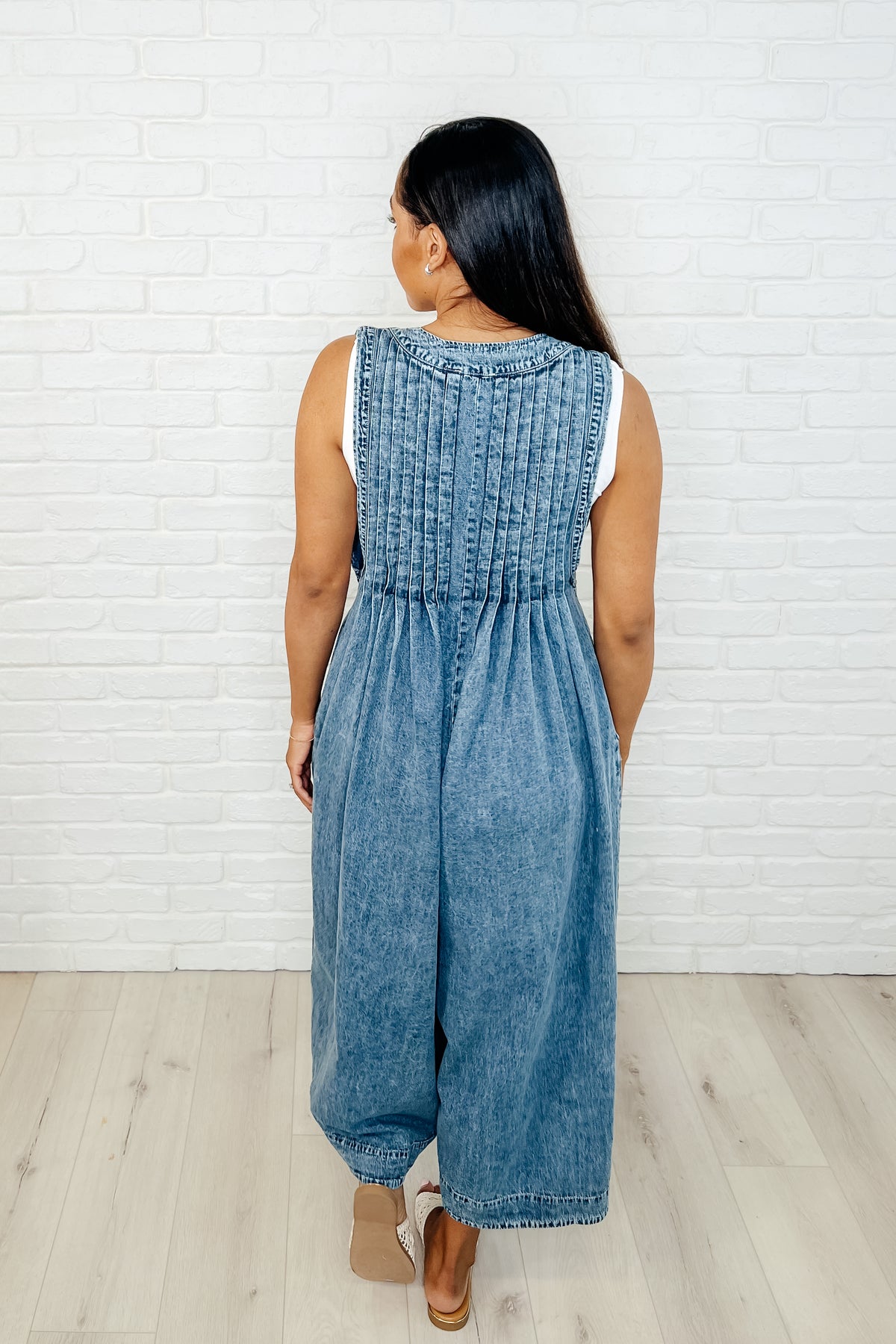 Too Cool For Fools Wide Leg Jumpsuit in Denim - 4/1/2025