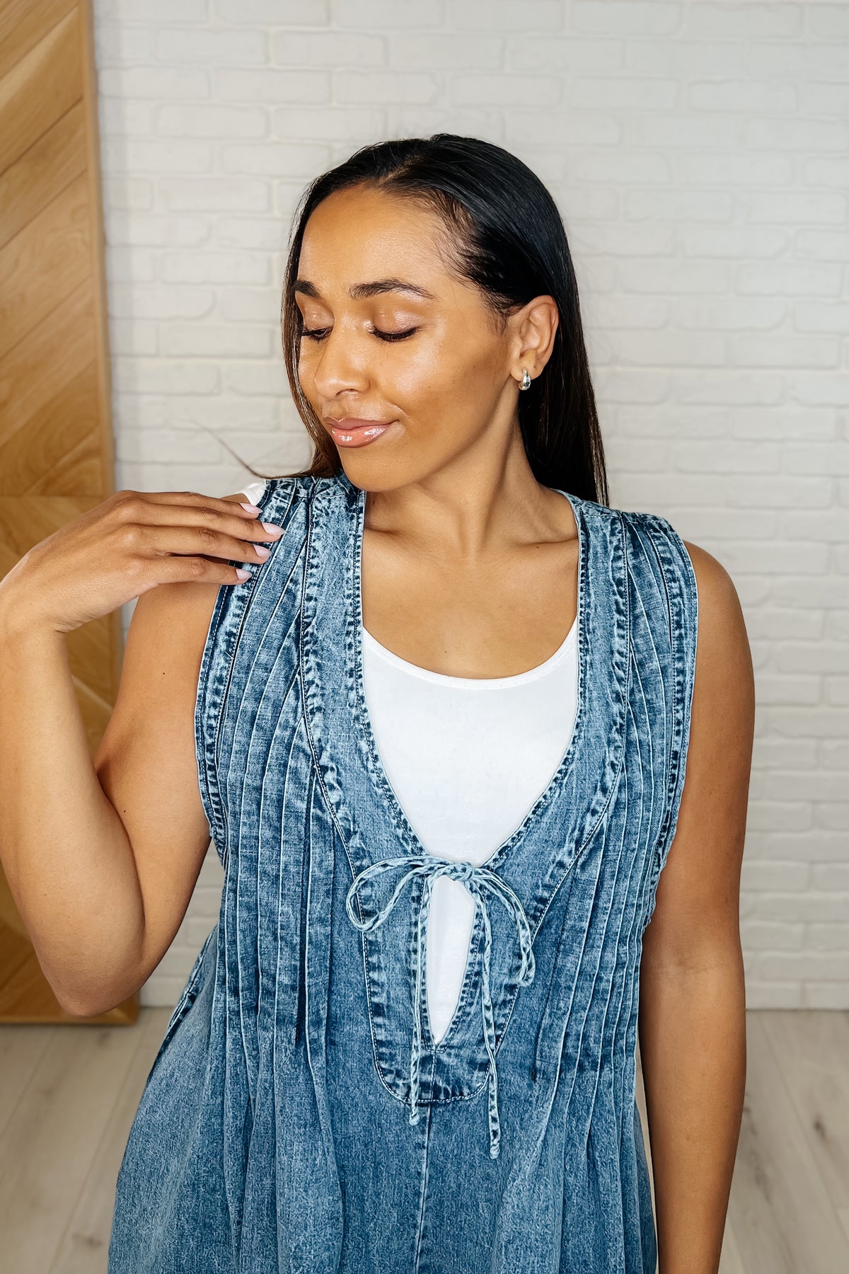 Too Cool For Fools Wide Leg Jumpsuit in Denim - 4/1/2025