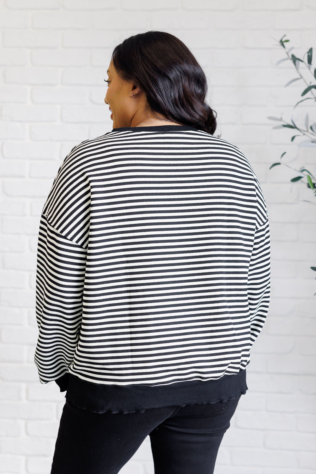 Too Good to Be True Striped Drop Shoulder Top in Black - 11/29/2024