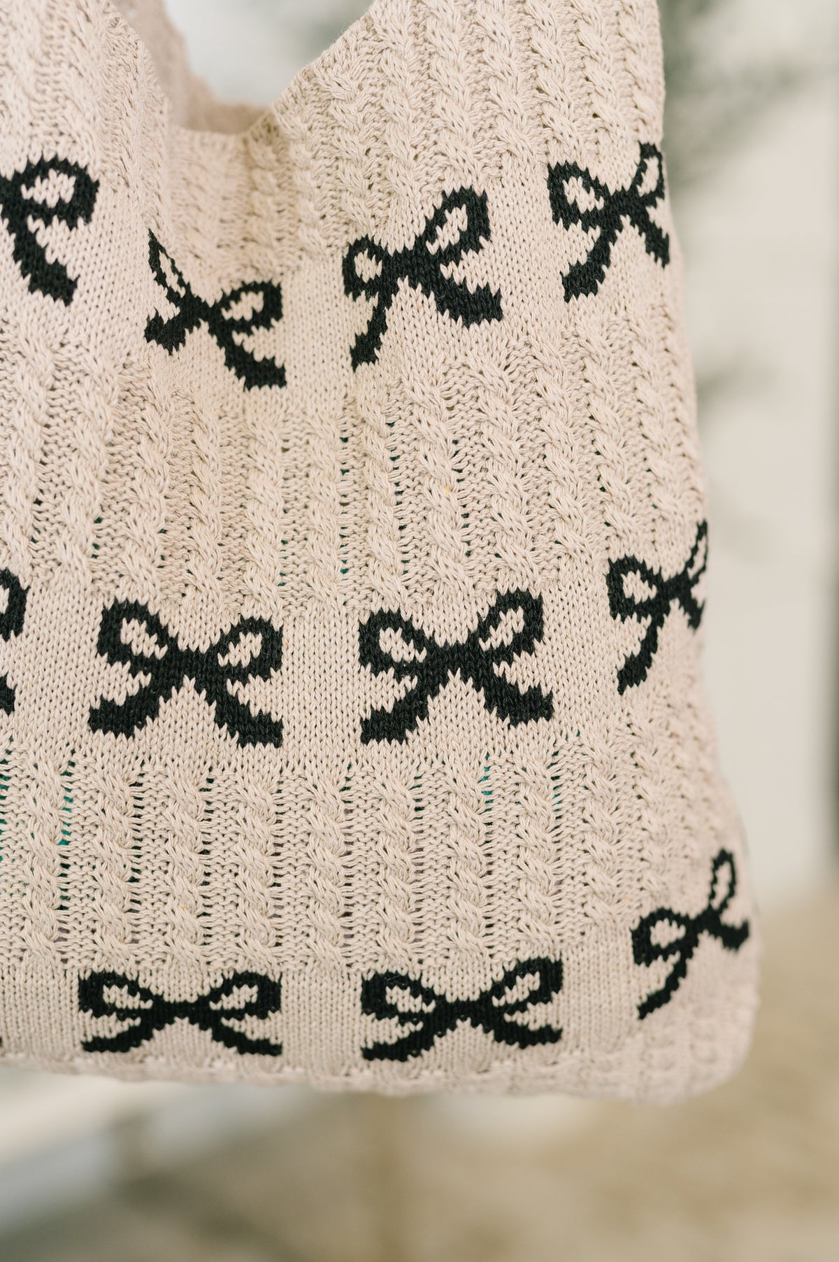 Topped With a Bow Knit Tote Bag - 7/7/2026