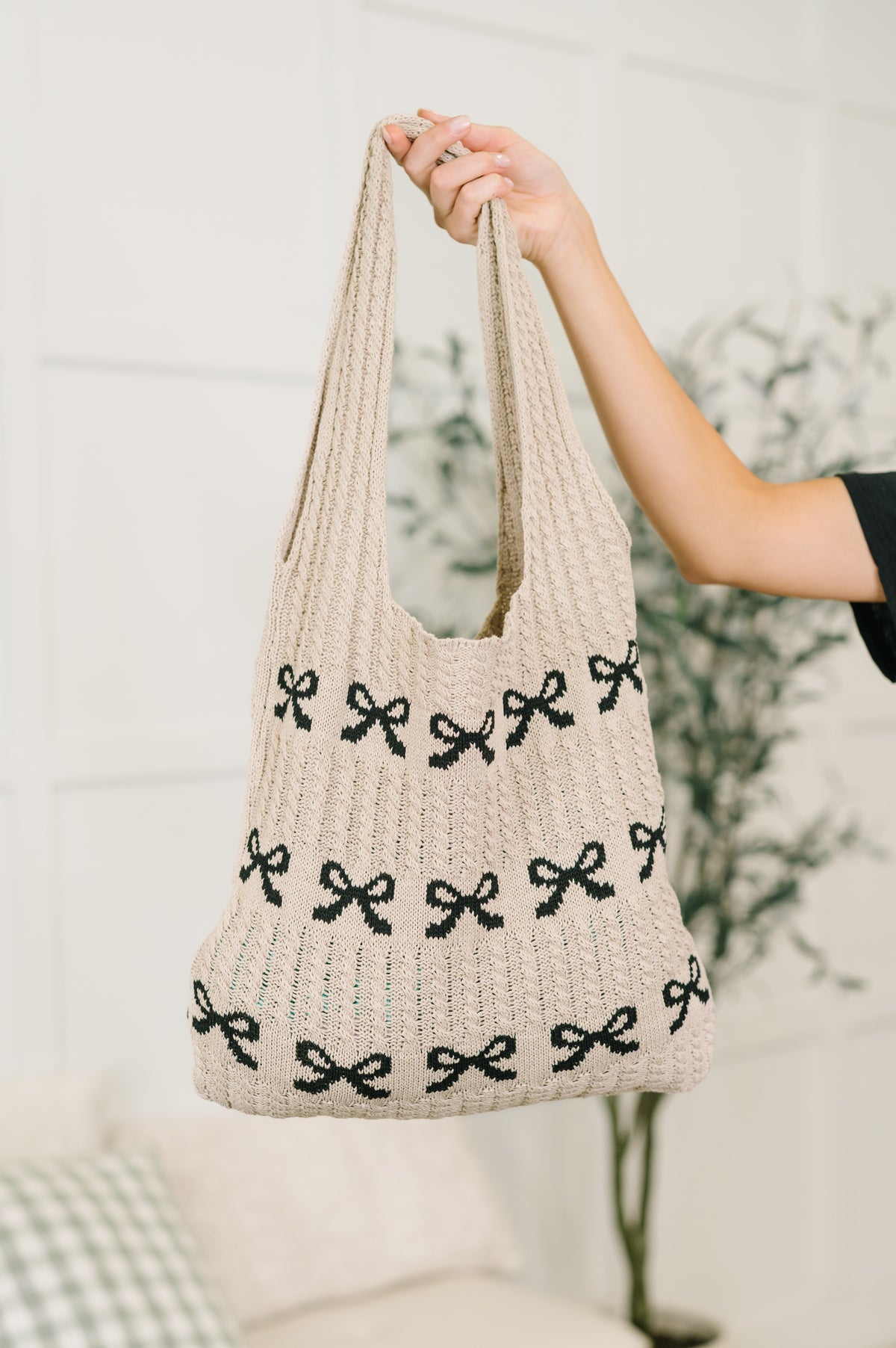 Topped With a Bow Knit Tote Bag - 7/7/2026
