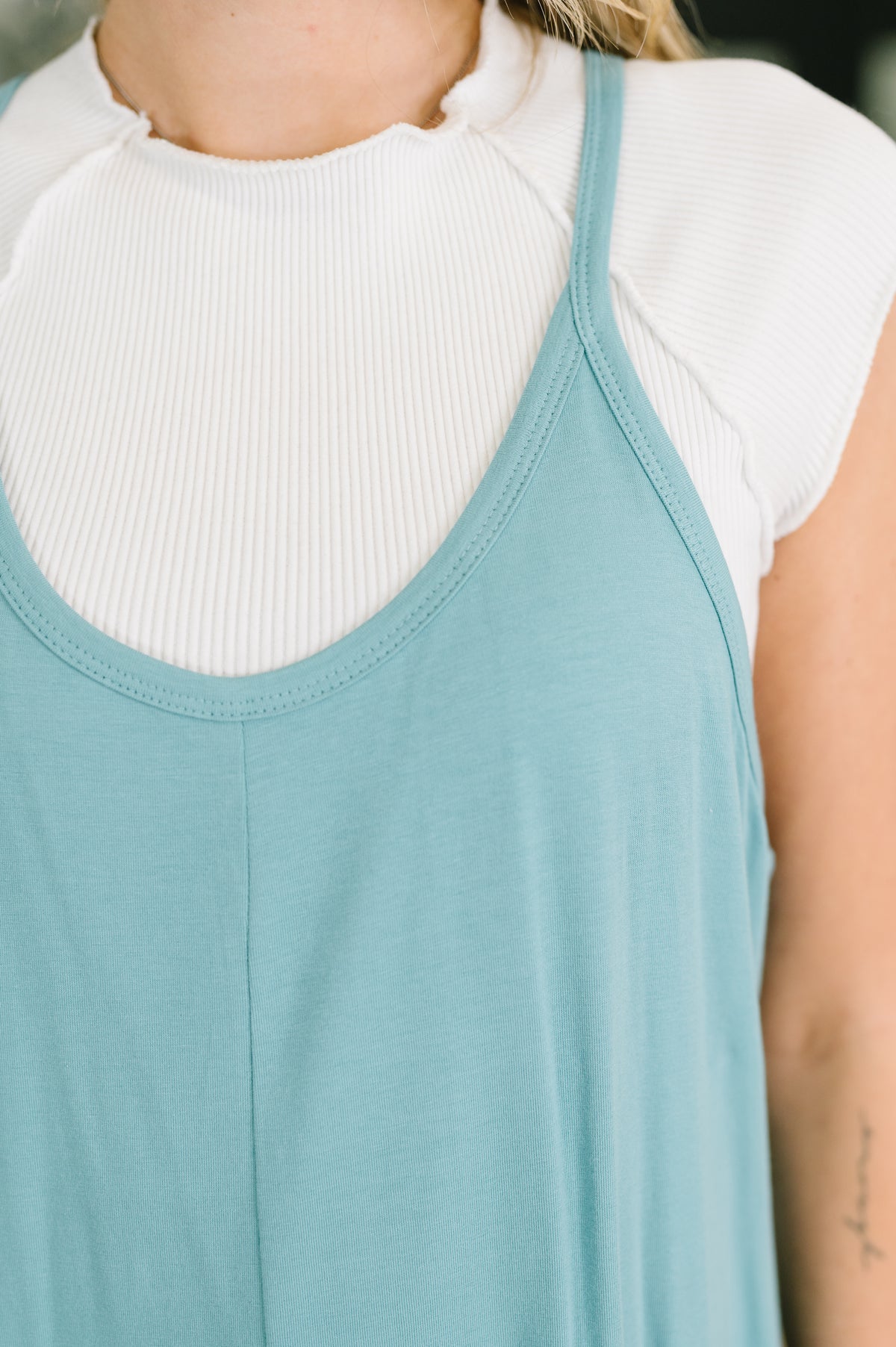 Totally Me Spaghetti Strap Jumpsuit Dusty Teal - 5/20/2026
