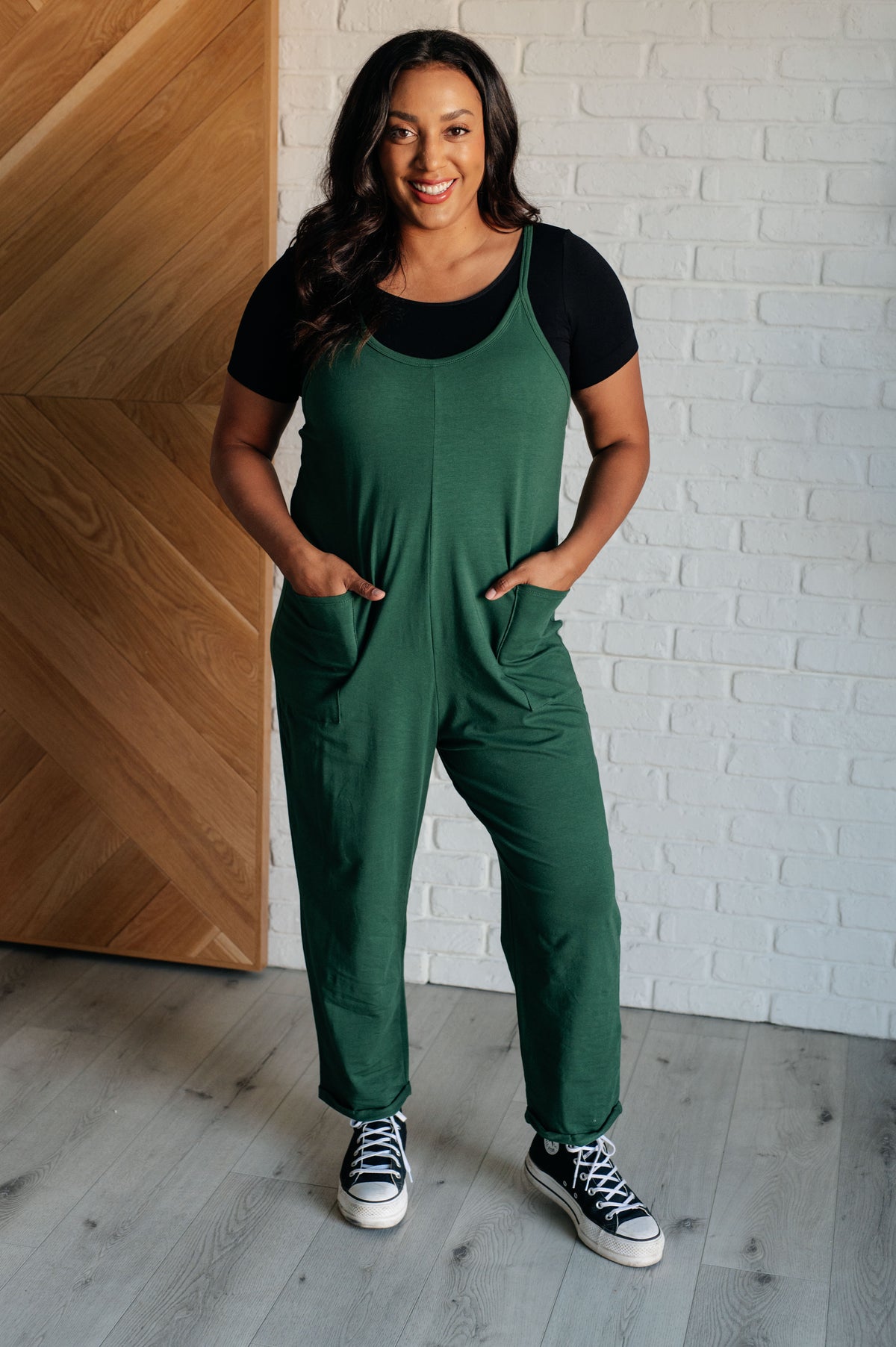 Totally Me Spaghetti Strap Jumpsuit in Dark Green - 11/13/2024