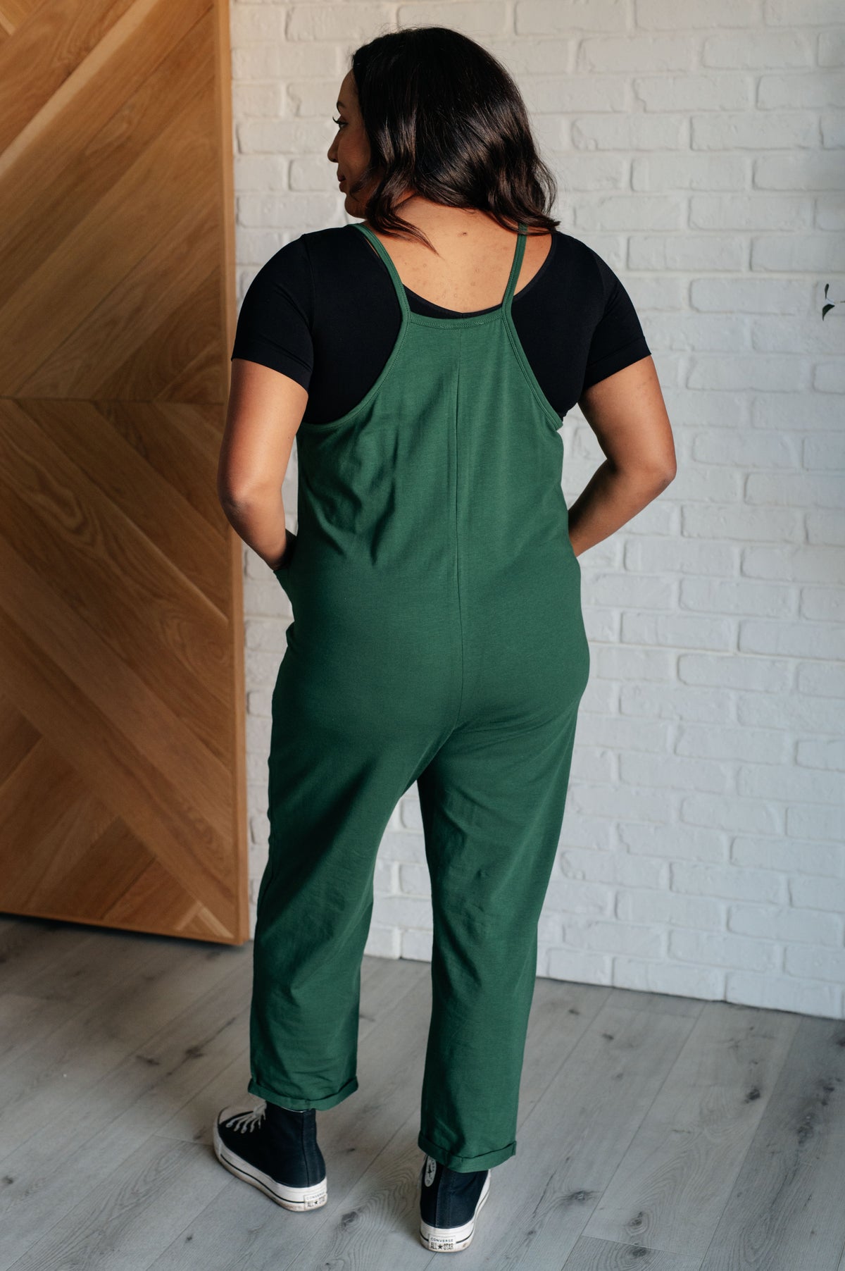 Totally Me Spaghetti Strap Jumpsuit in Dark Green - 11/13/2024