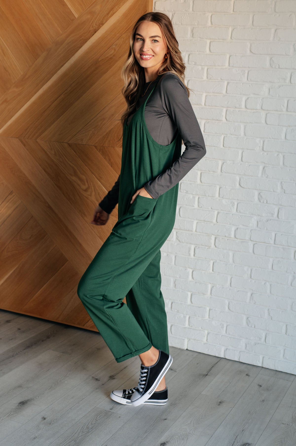 Totally Me Spaghetti Strap Jumpsuit in Dark Green - 11/13/2024