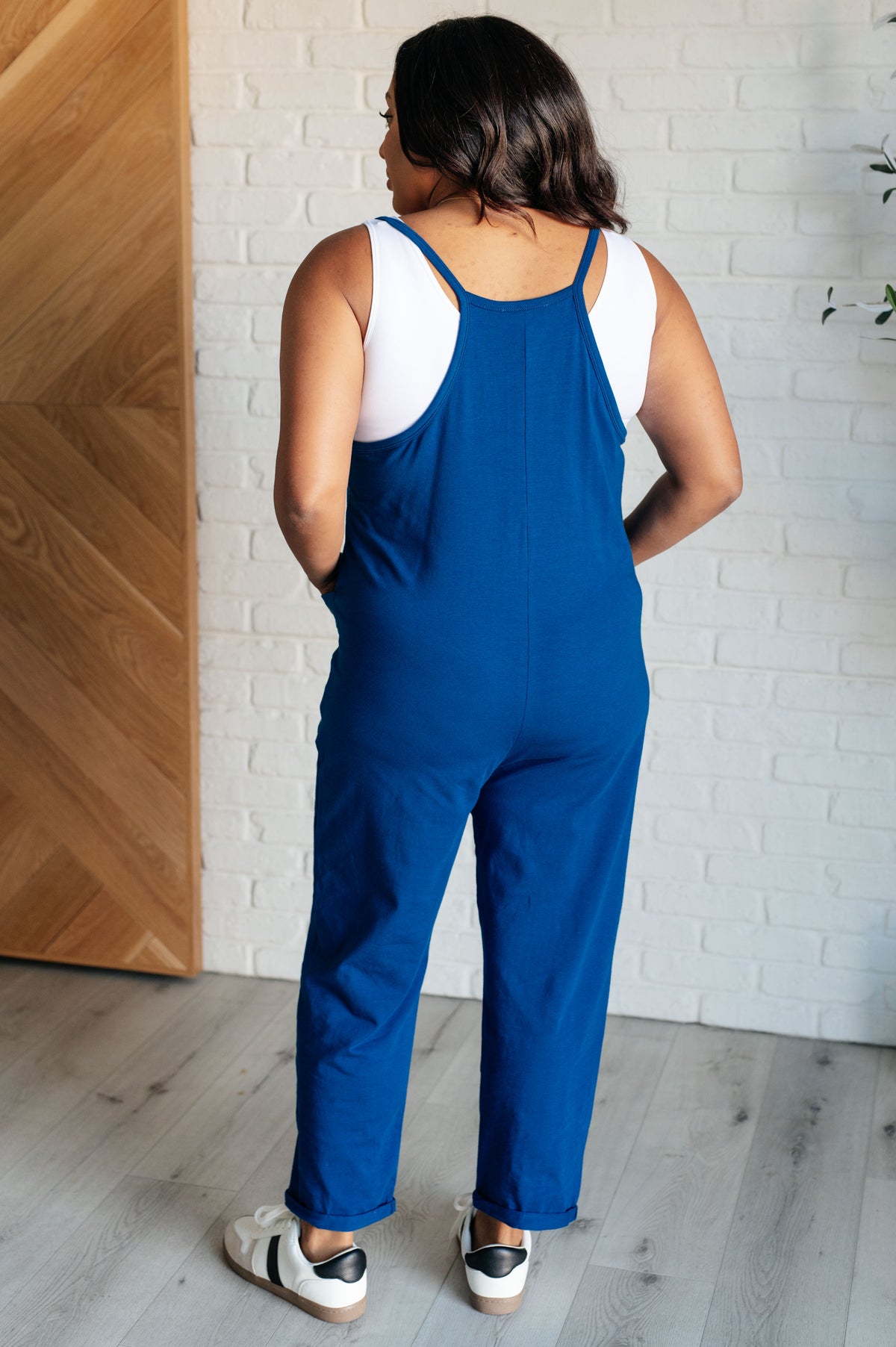 Totally Me Spaghetti Strap Jumpsuit in Light Navy - 11/13/2024