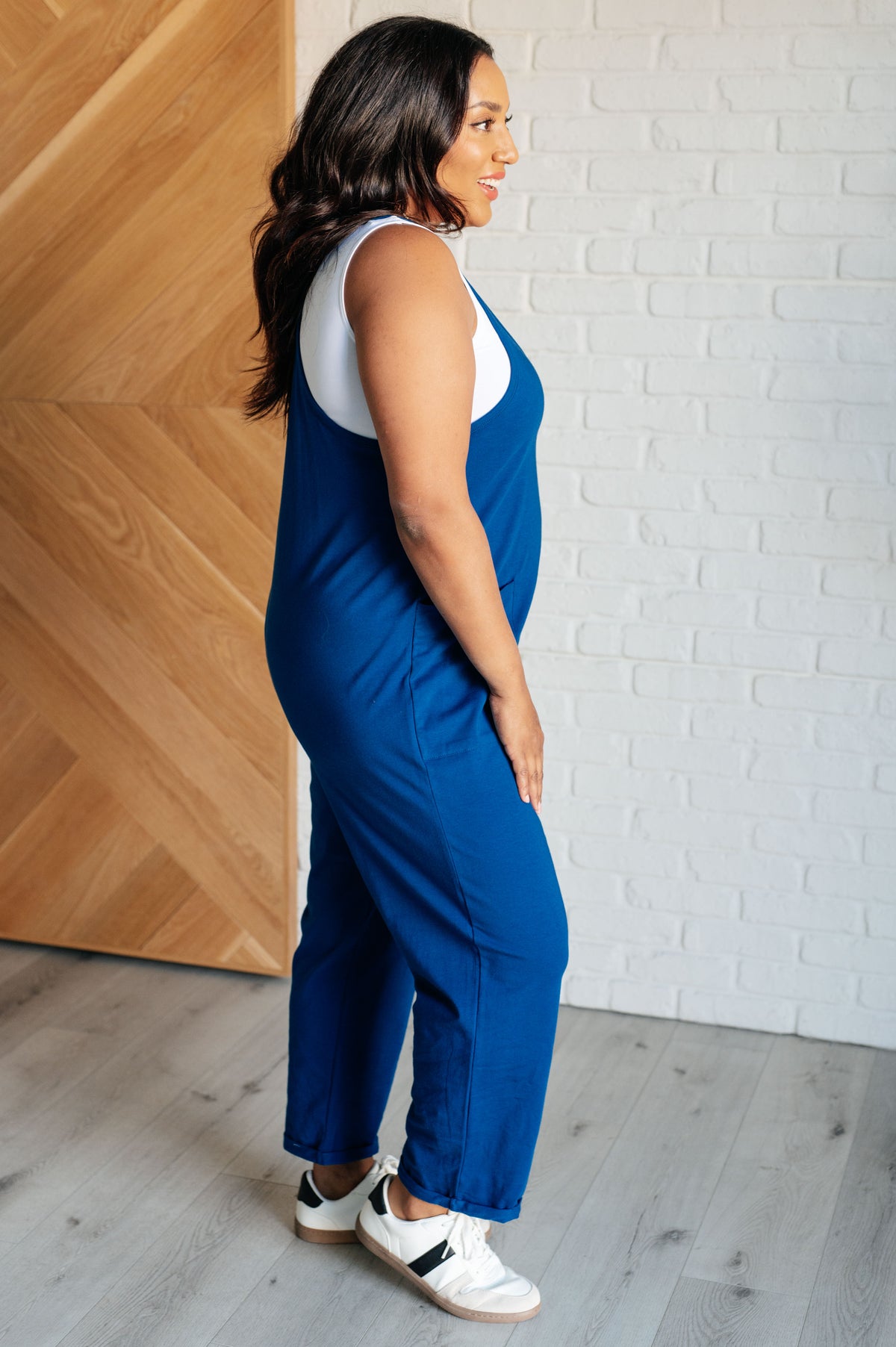 Totally Me Spaghetti Strap Jumpsuit in Light Navy - 11/13/2024