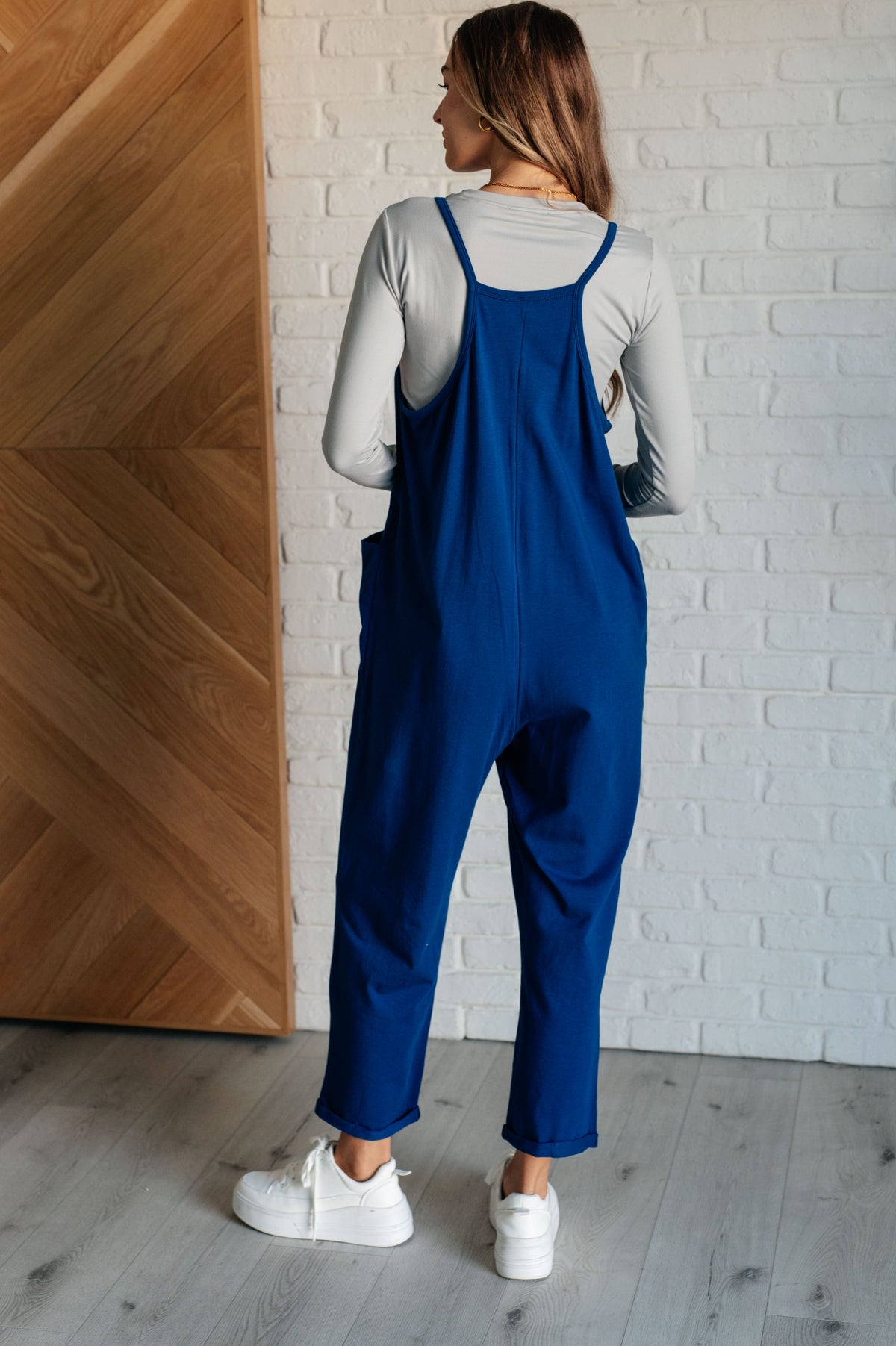 Totally Me Spaghetti Strap Jumpsuit in Light Navy - 11/13/2024