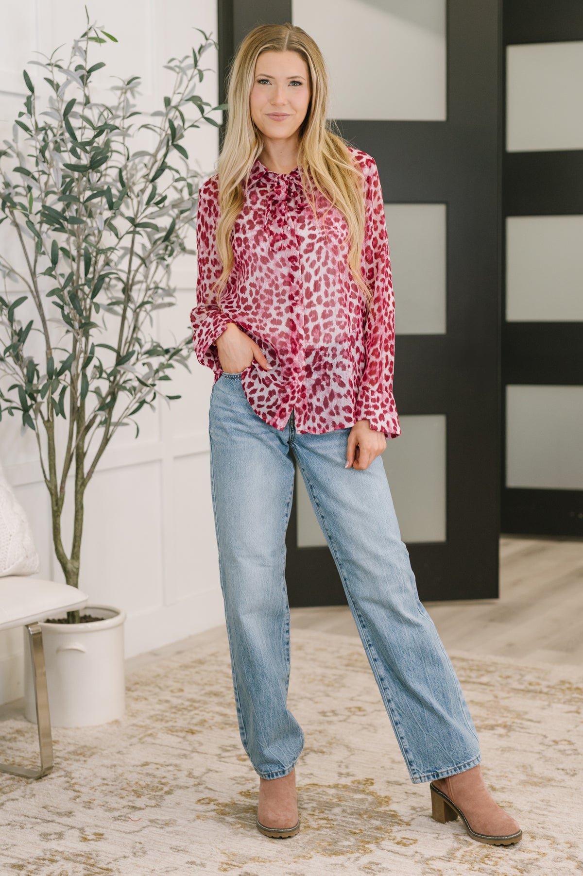 Totally Not Dramatic Leopard Print Button Down in Hot Pink - 11/21/2025