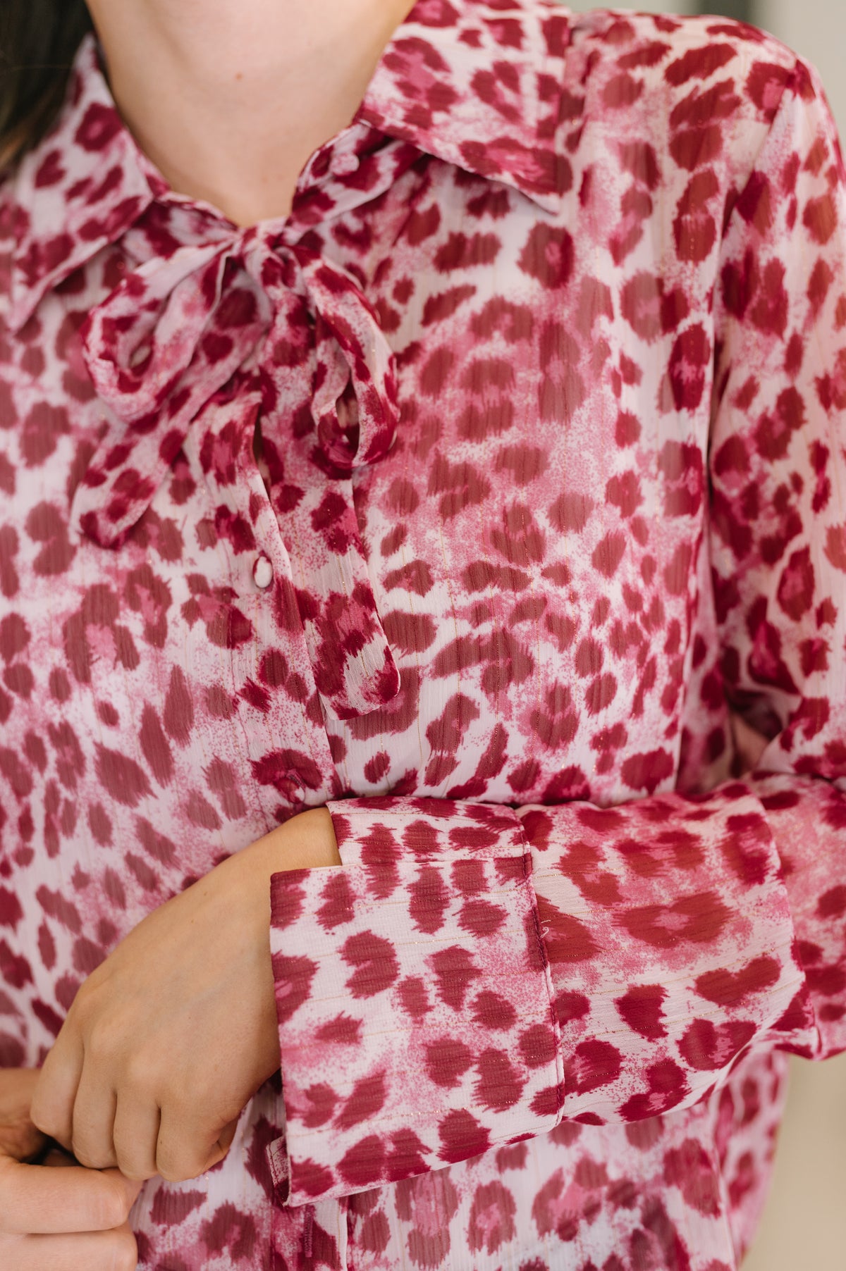 Totally Not Dramatic Leopard Print Button Down in Hot Pink - 11/21/2025