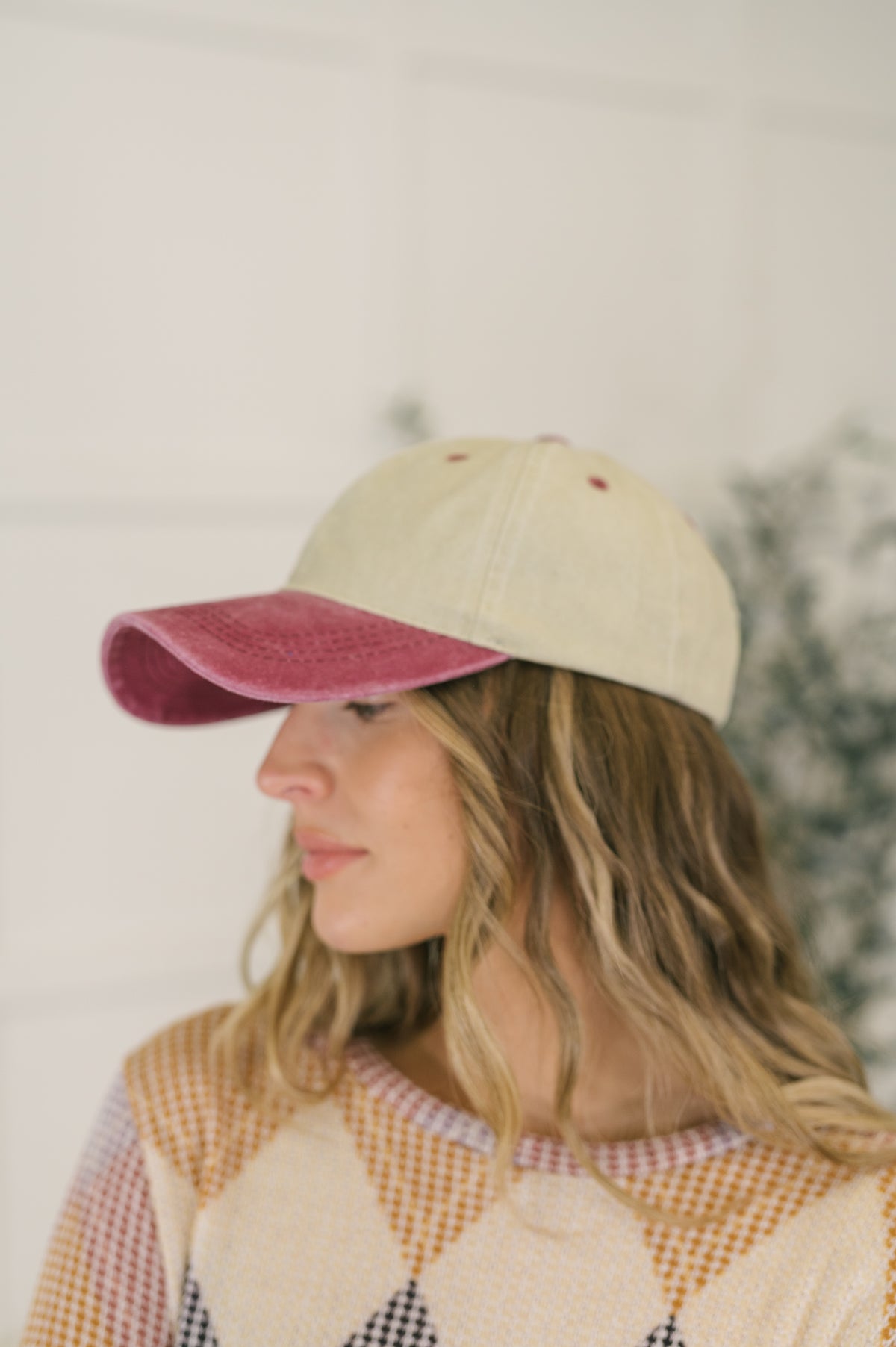 Totally Two Tone Baseball Cap in Burgundy - 11/10/2026