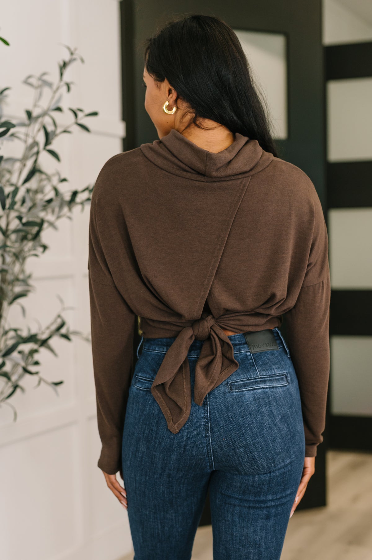 Travel Destination Cowl Neck Pullover in Chocolate - 10/24/2025
