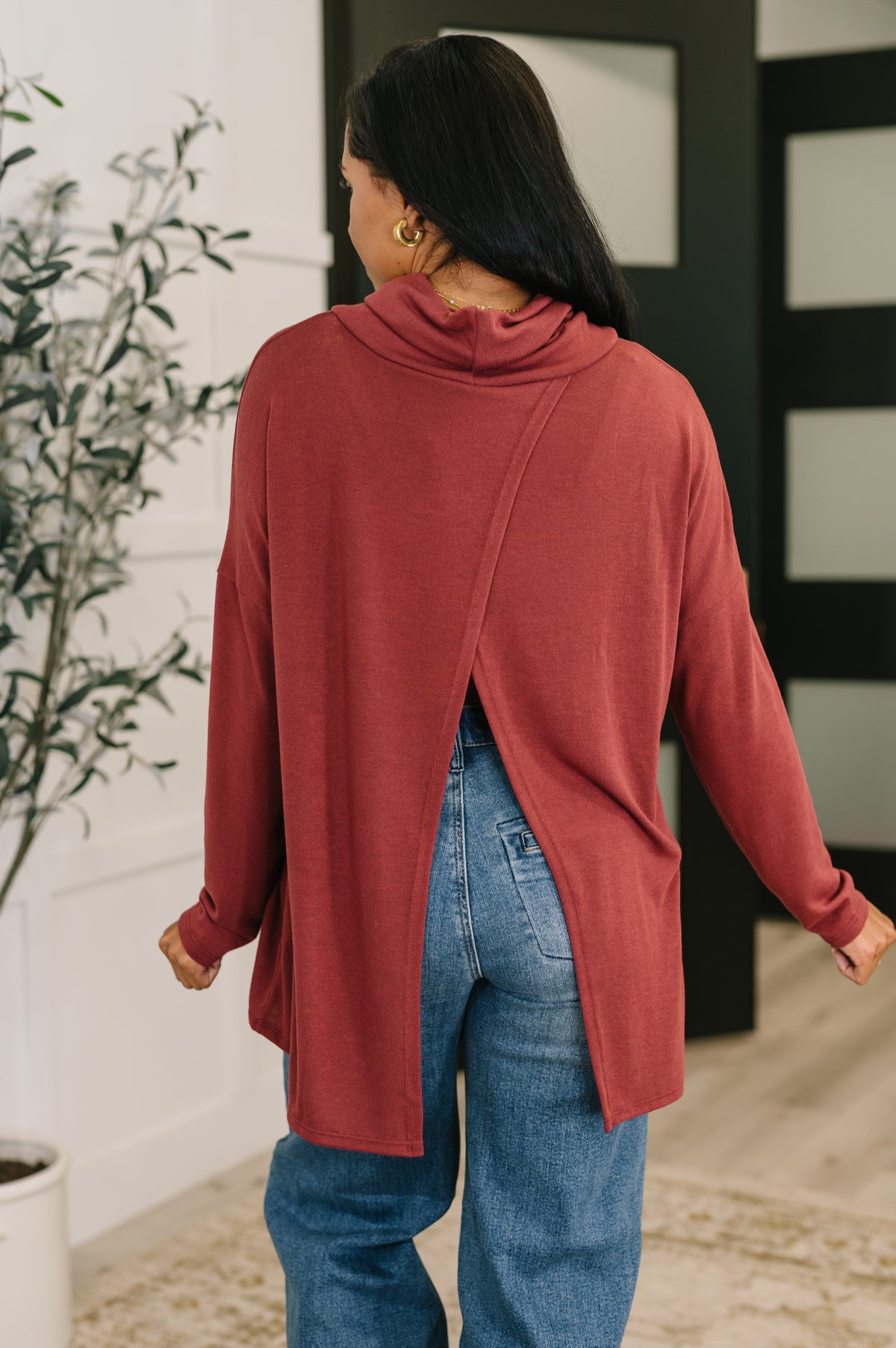 Travel Destination Cowl Neck Pullover in Wine - 10/24/2025