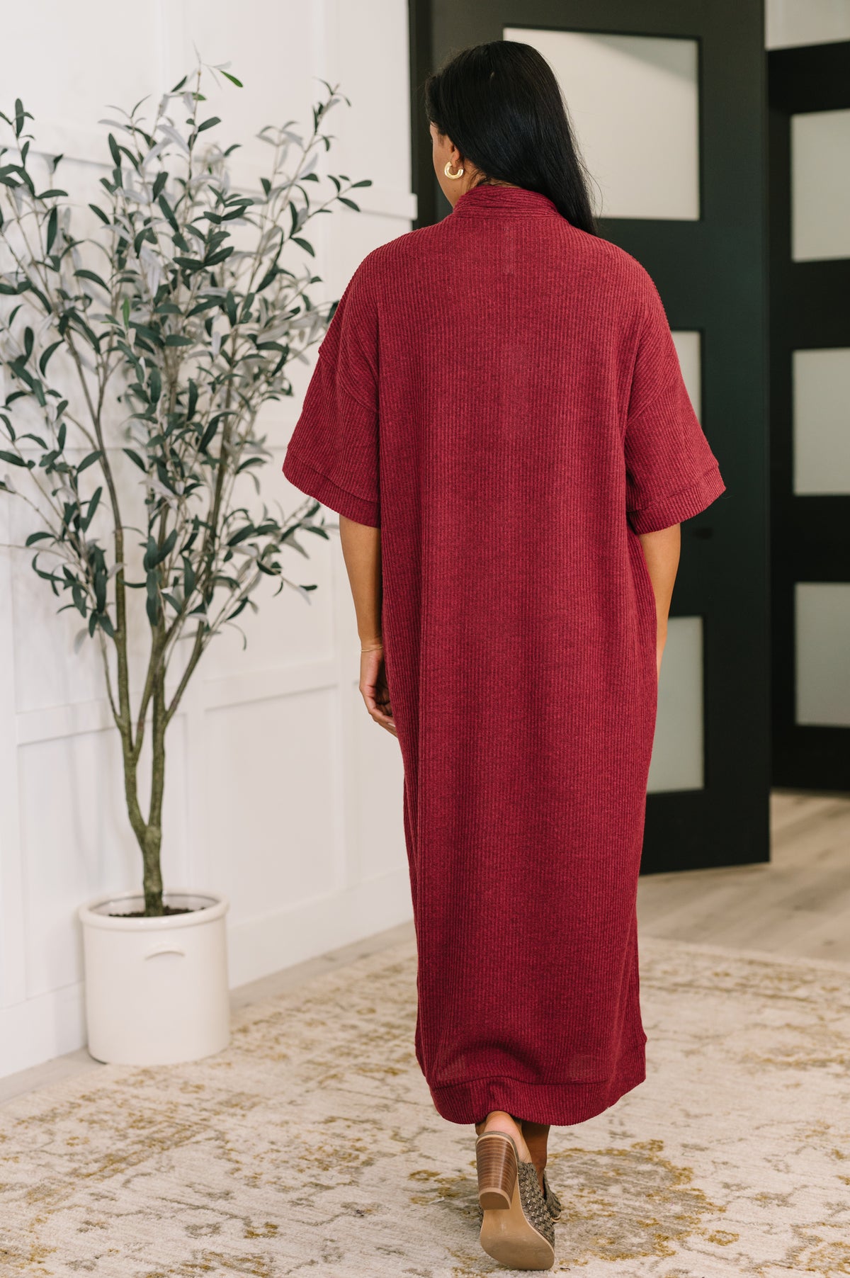 Travel Envy Ribbed Knit Dress in Wine - 10/21/2025