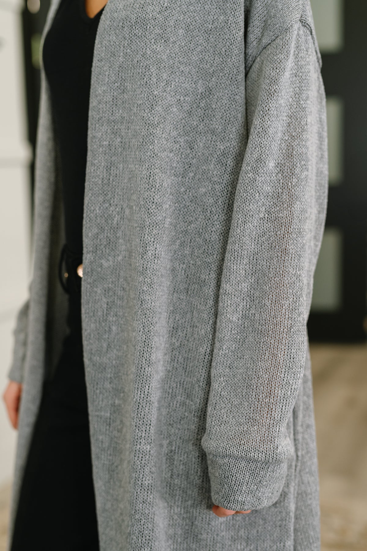 Travel Hideaway Open Front Cardigan in Soft Grey - 11/4/2025