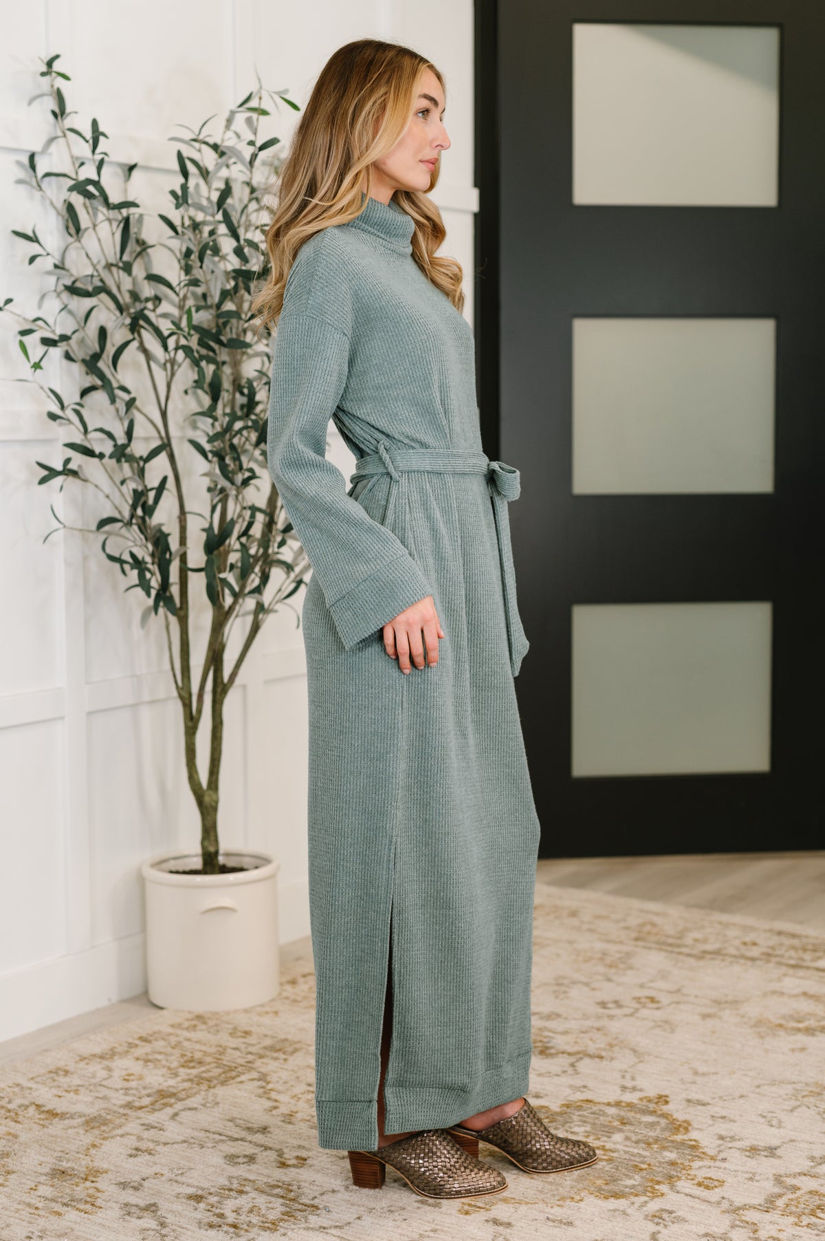 Travel Plush Knit Dress in Soft Teal - 11/7/2025