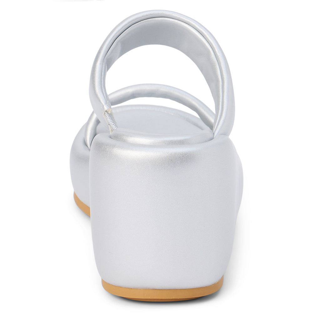 Unique Wedge Sandal in Silver