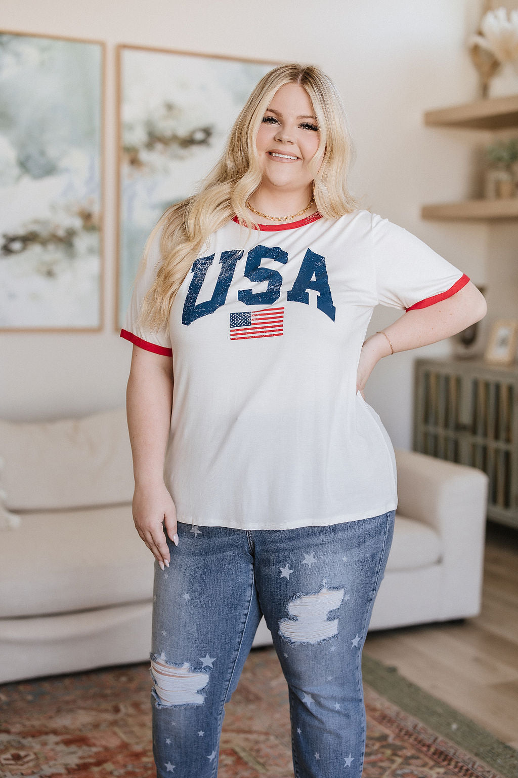 USA Ringer Graphic T-Shirt - 6/6/2023