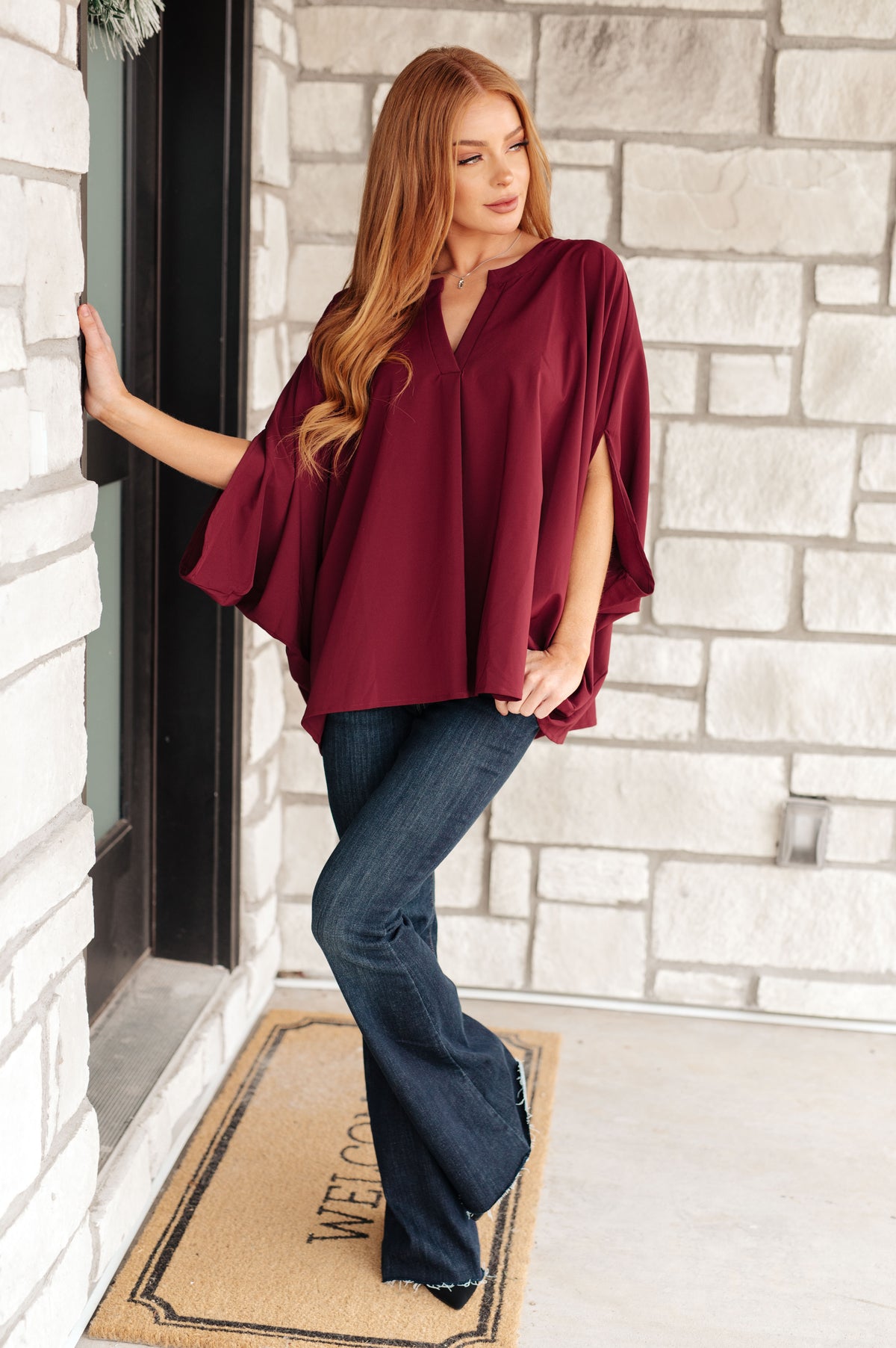 Universal Philosophy Blouse in Wine - 12/5/2024