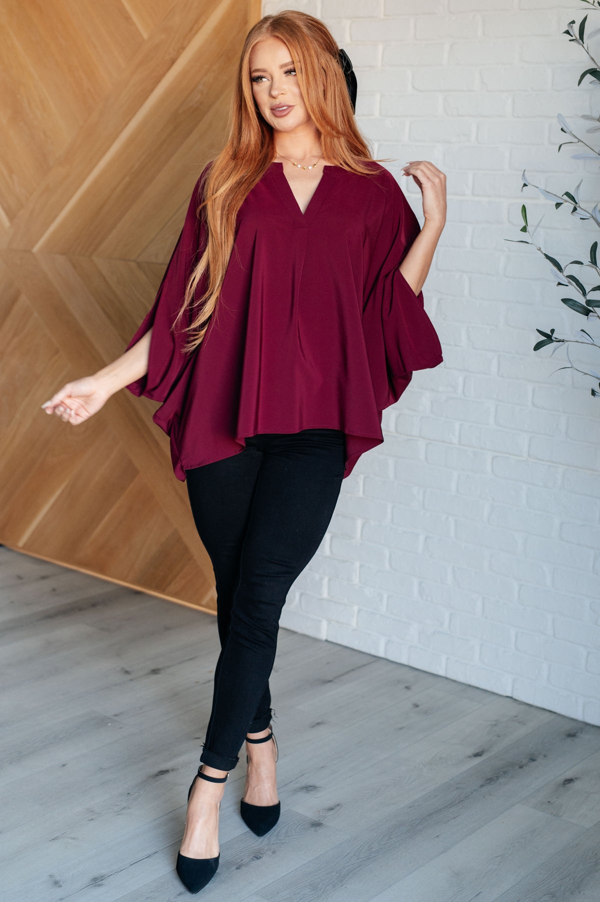 Universal Philosophy Blouse in Wine - 12/5/2024