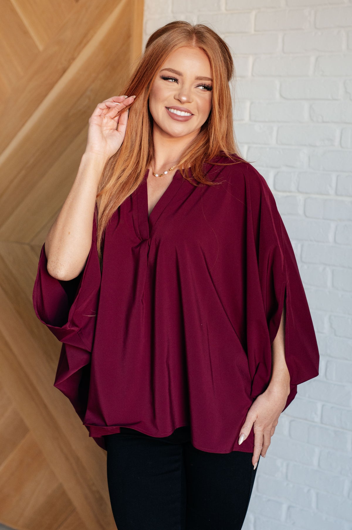 Universal Philosophy Blouse in Wine - 12/5/2024