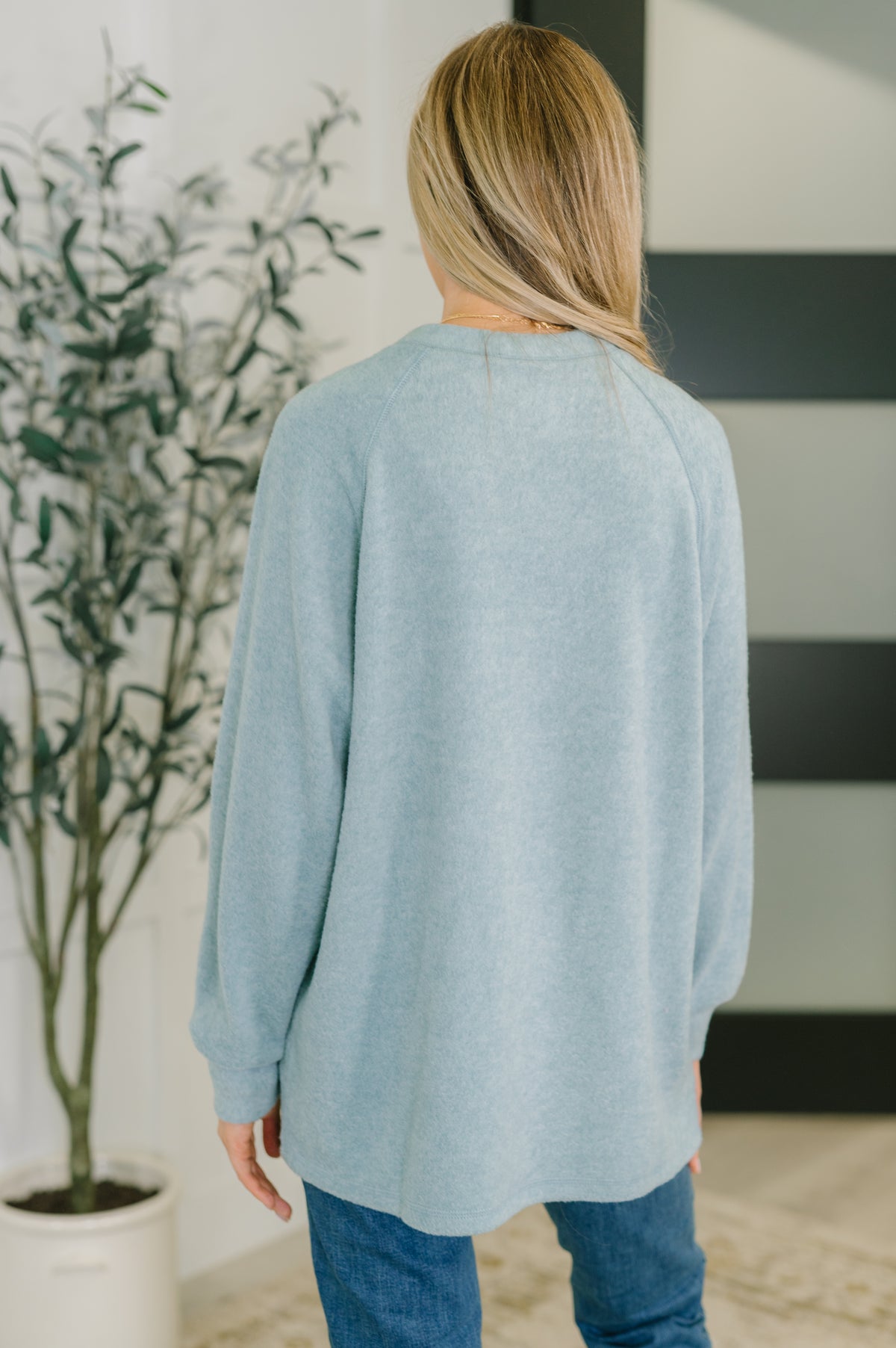 Urban Flux Scooped Hi-Low Long Pullover in Blue Grey - 9/24/2025