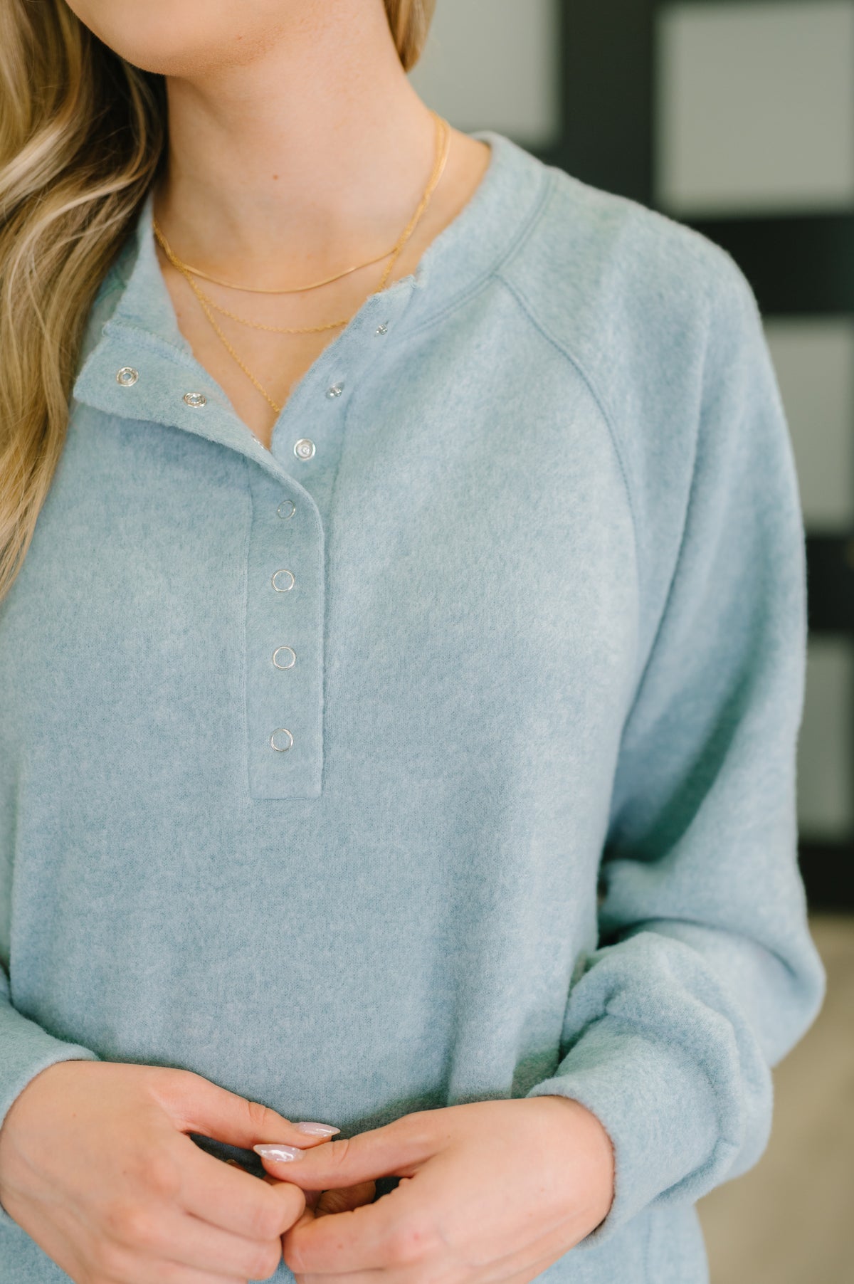 Urban Flux Scooped Hi-Low Long Pullover in Blue Grey - 9/24/2025